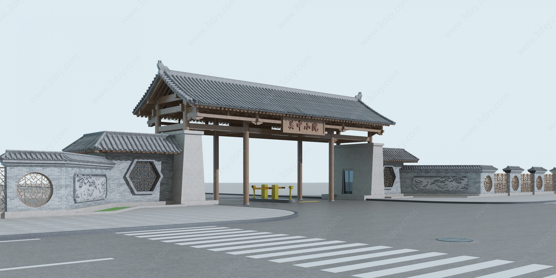 中式古典大门关中小院3D模型