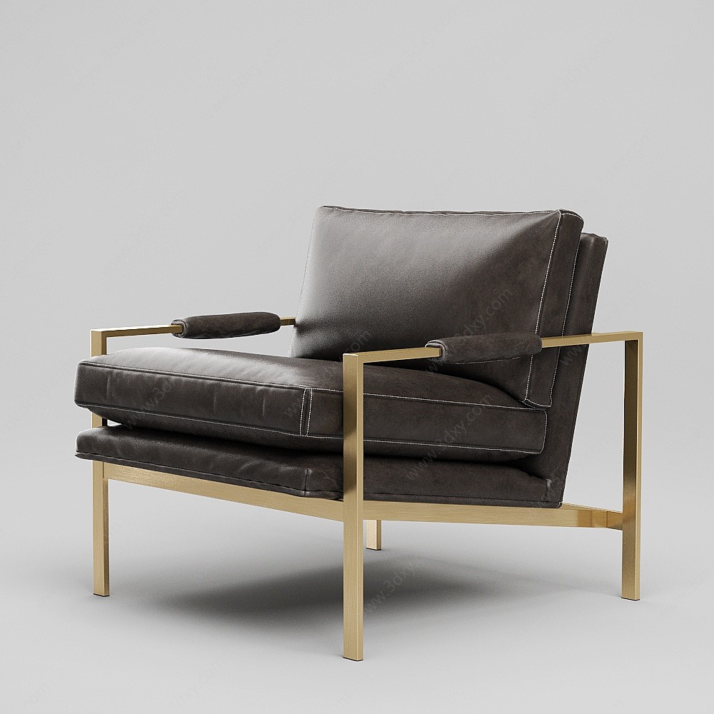 现代休闲沙发单椅茶几3D模型