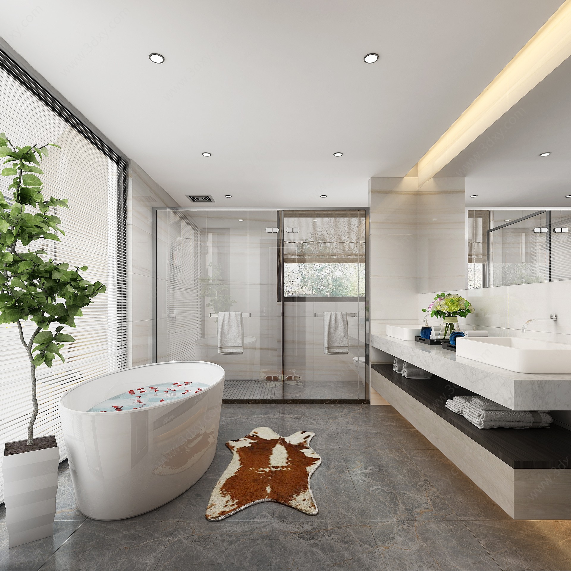 现代卫生间浴屏浴缸3D模型
