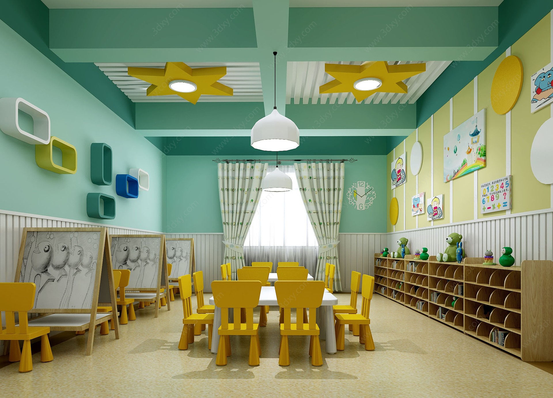 幼儿园美术室幼儿园教室3D模型