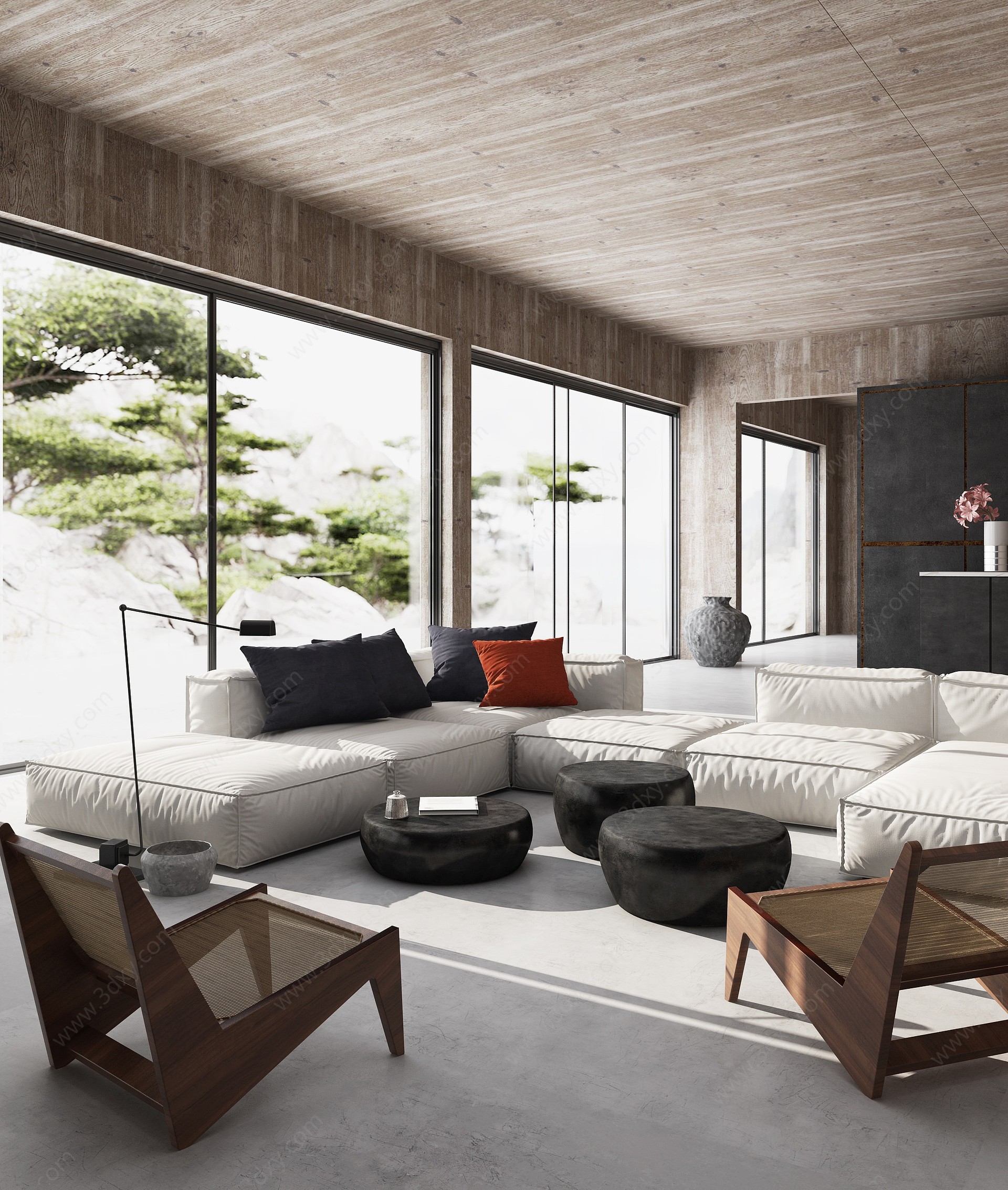 现代沙发茶几组合客厅3D模型