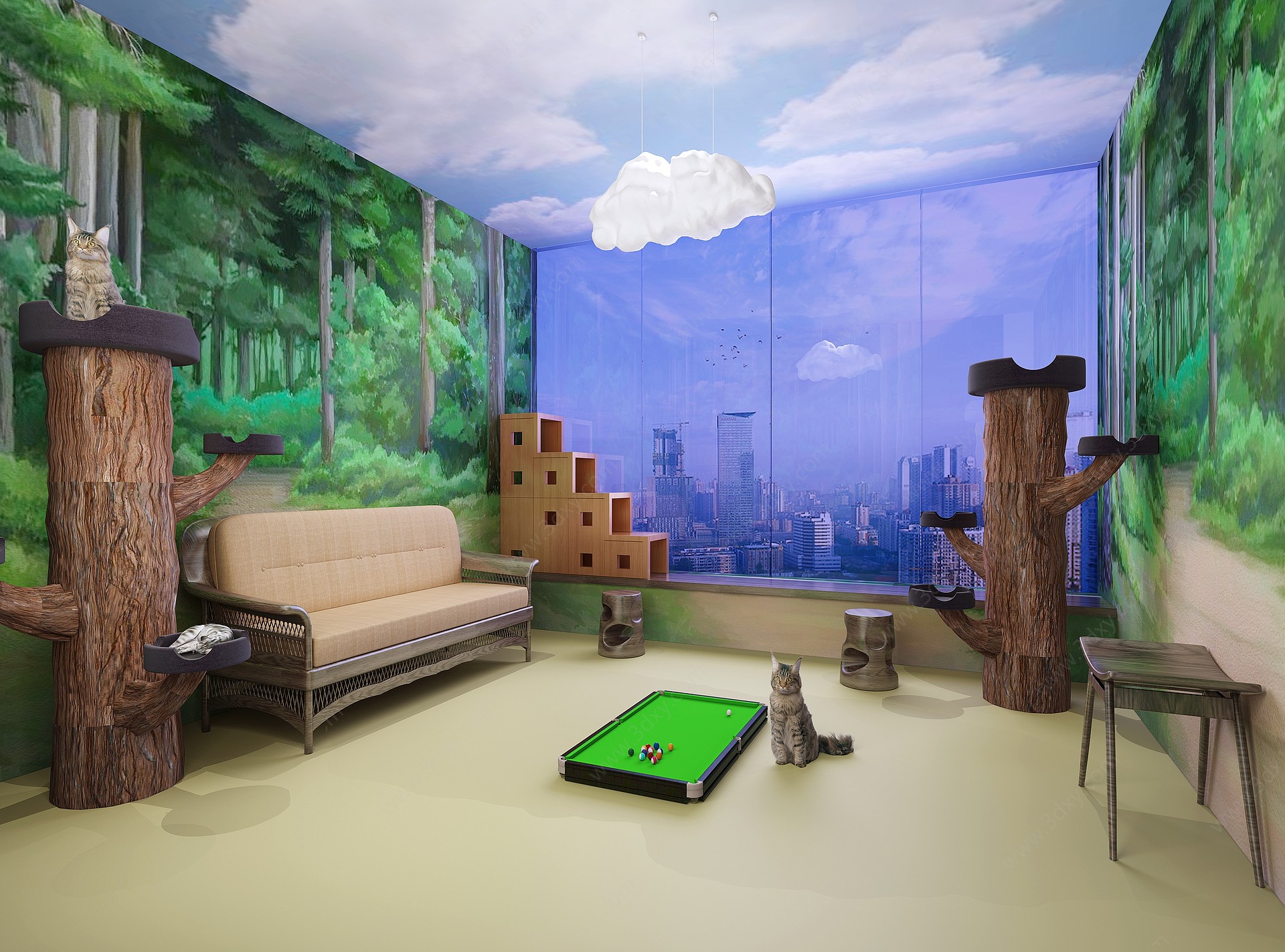 绿地森林主题房宠物店3D模型