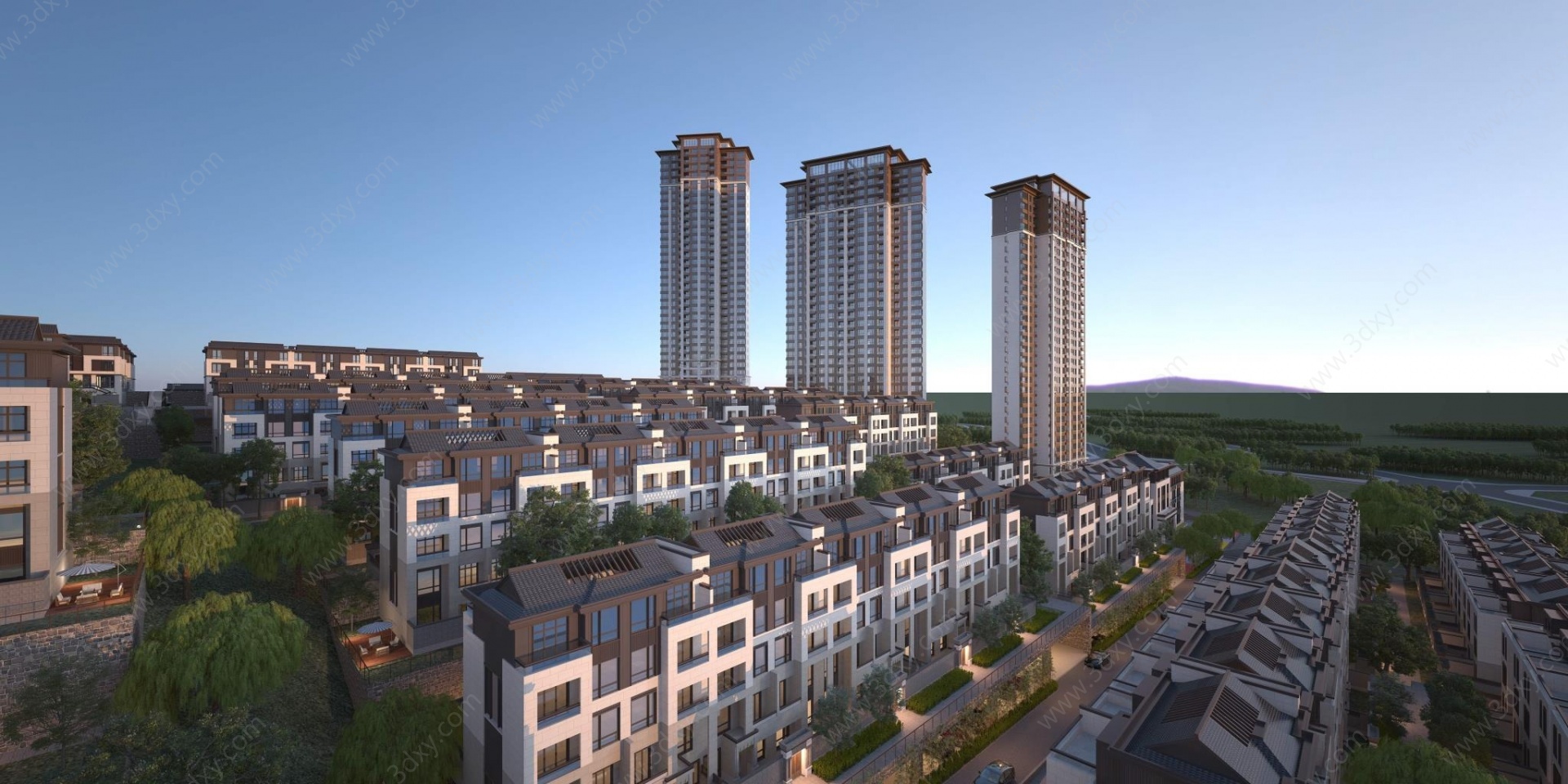 新中式新亚洲多层住宅3D模型