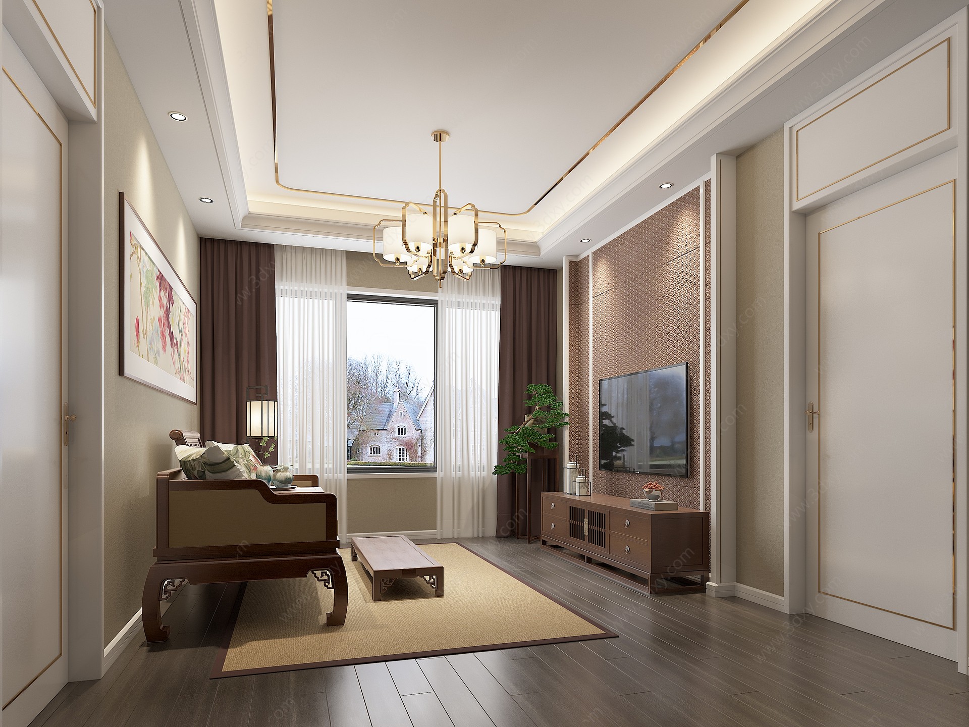 新中式起居室3D模型