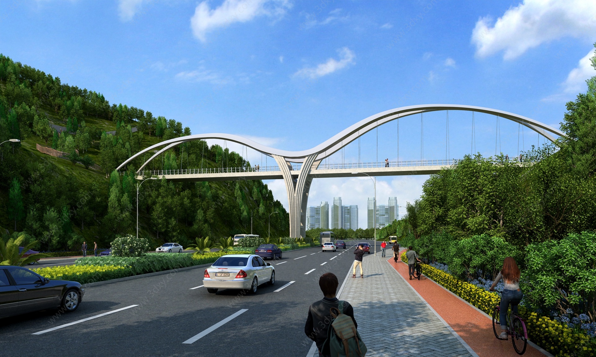 现代桥梁景观桥人行天桥3D模型