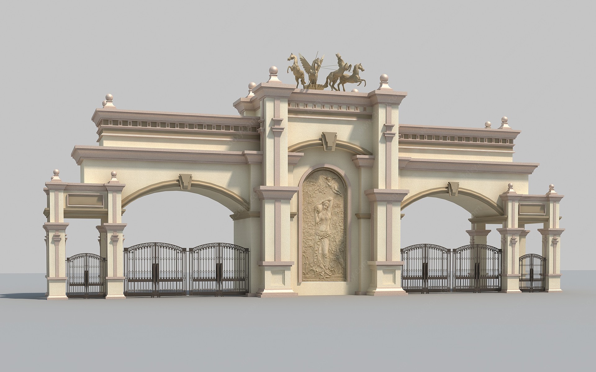 欧式大门入口小区大门3D模型