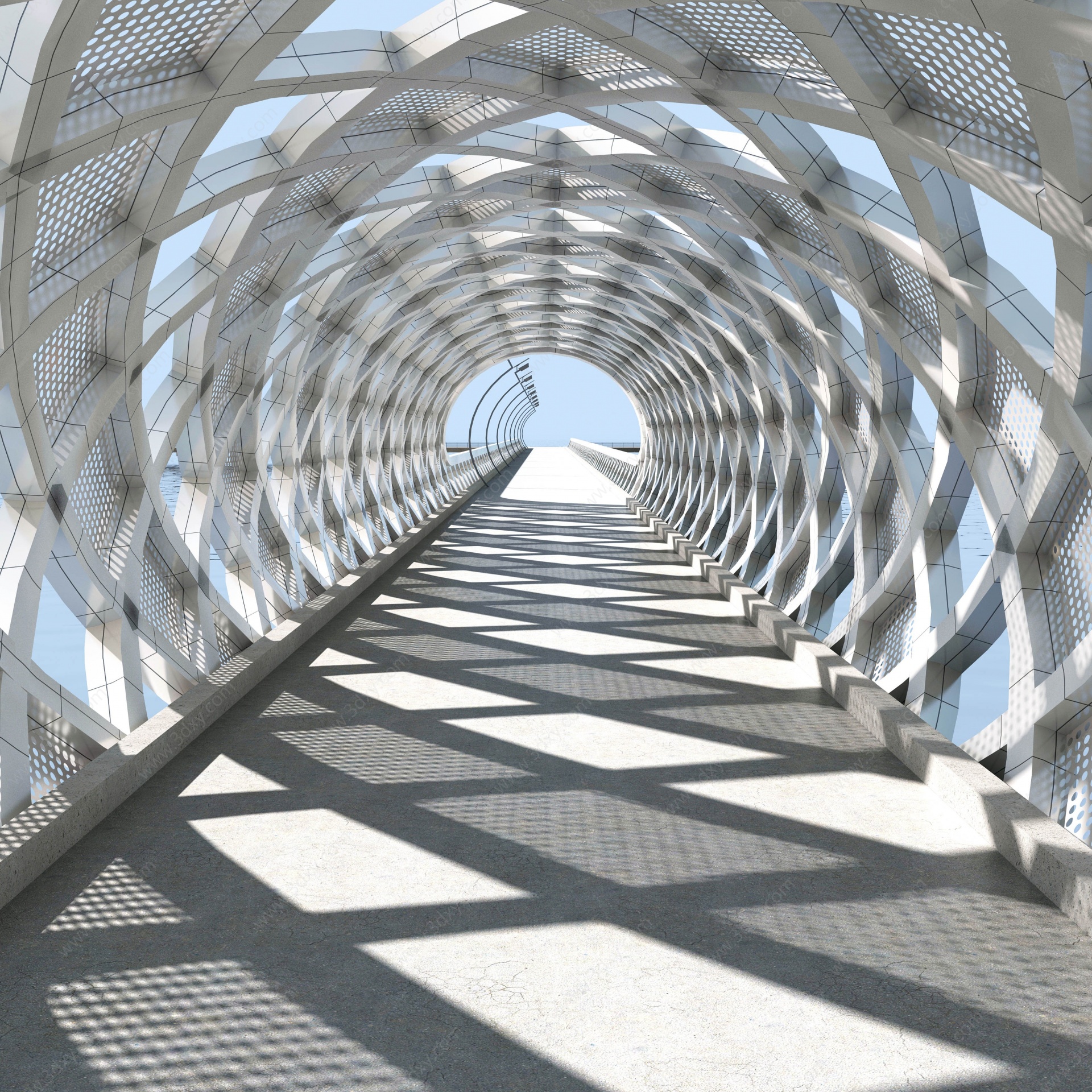 现代创意网格桥3D模型