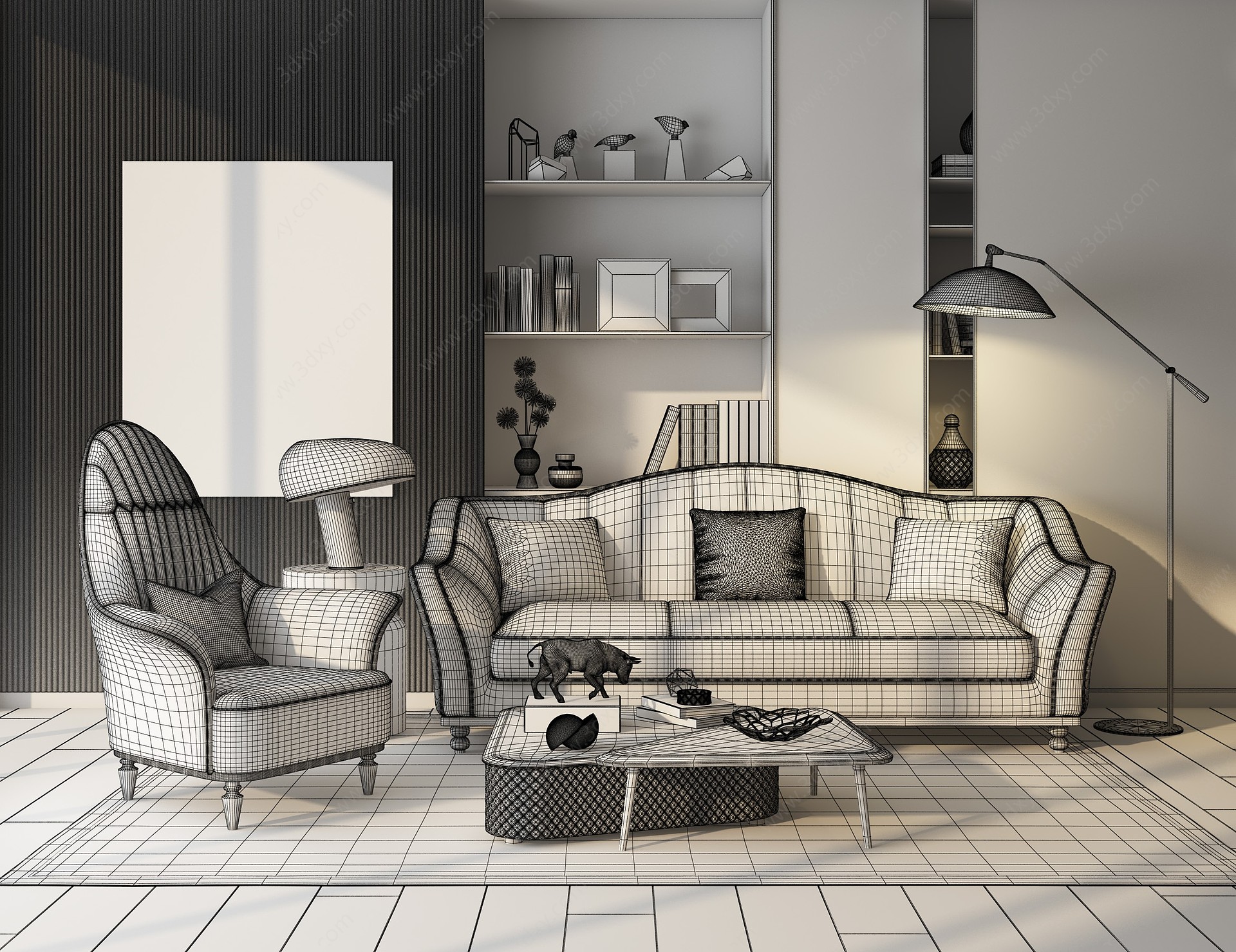 欧式轻奢沙发组合3D模型