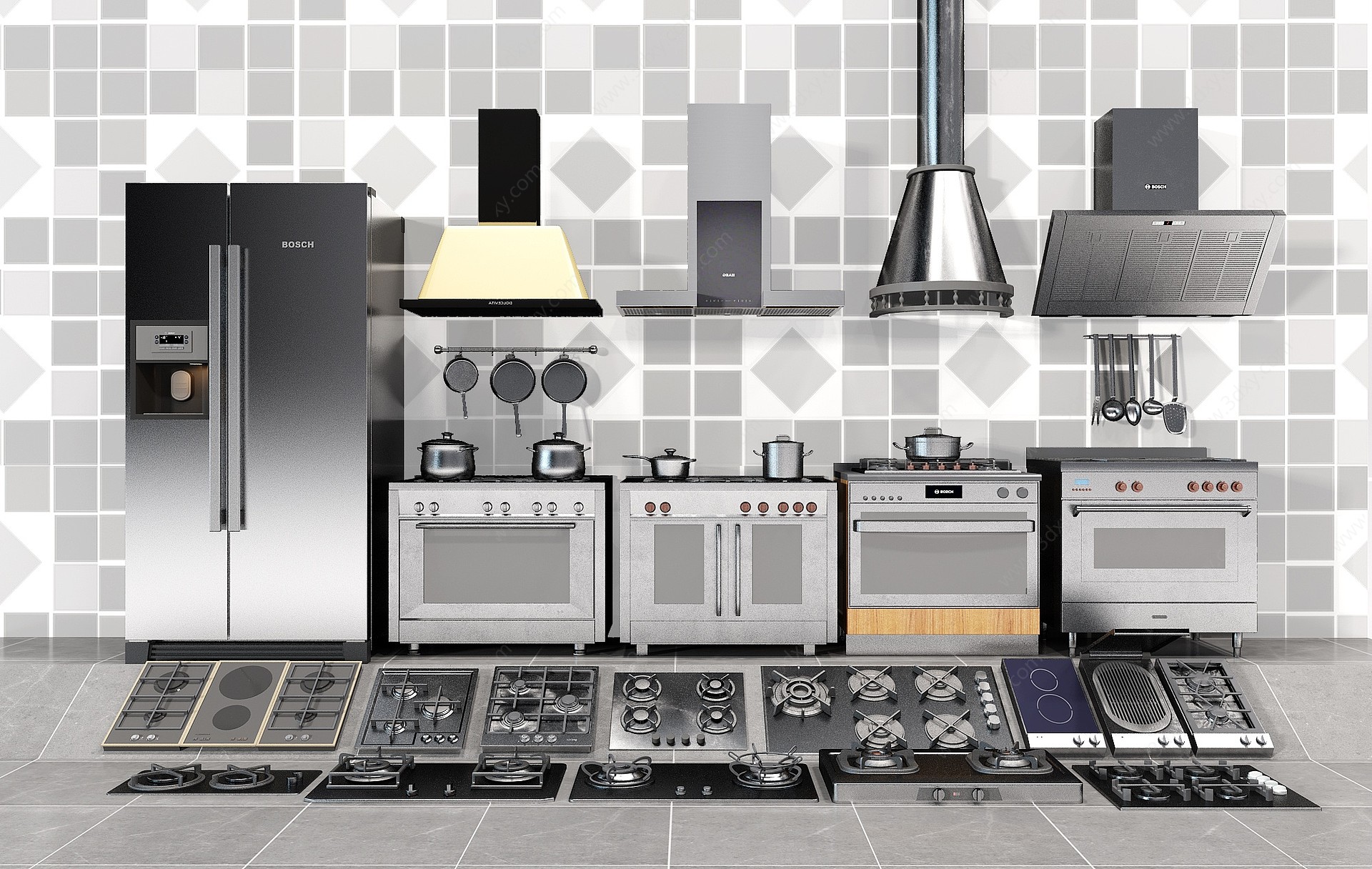 现代厨房电器冰箱3D模型