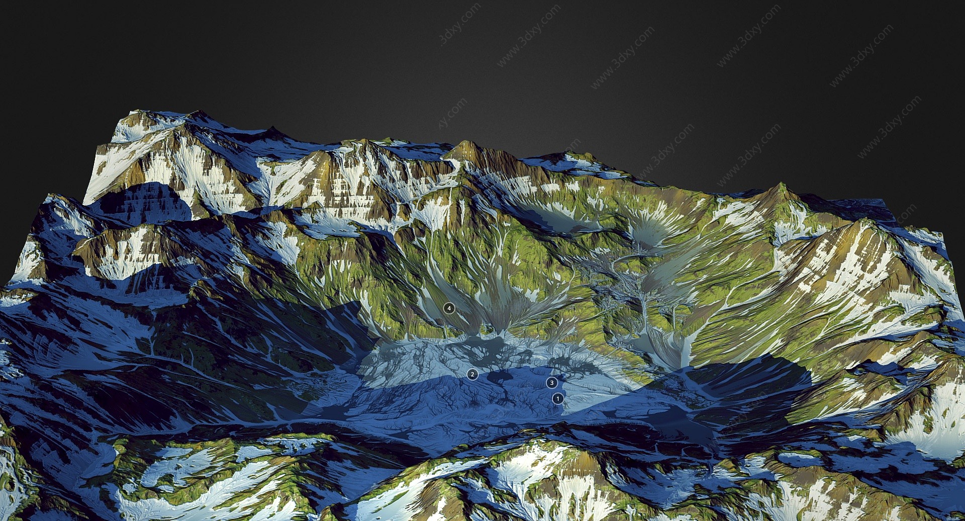 现代融山湖大山3D模型