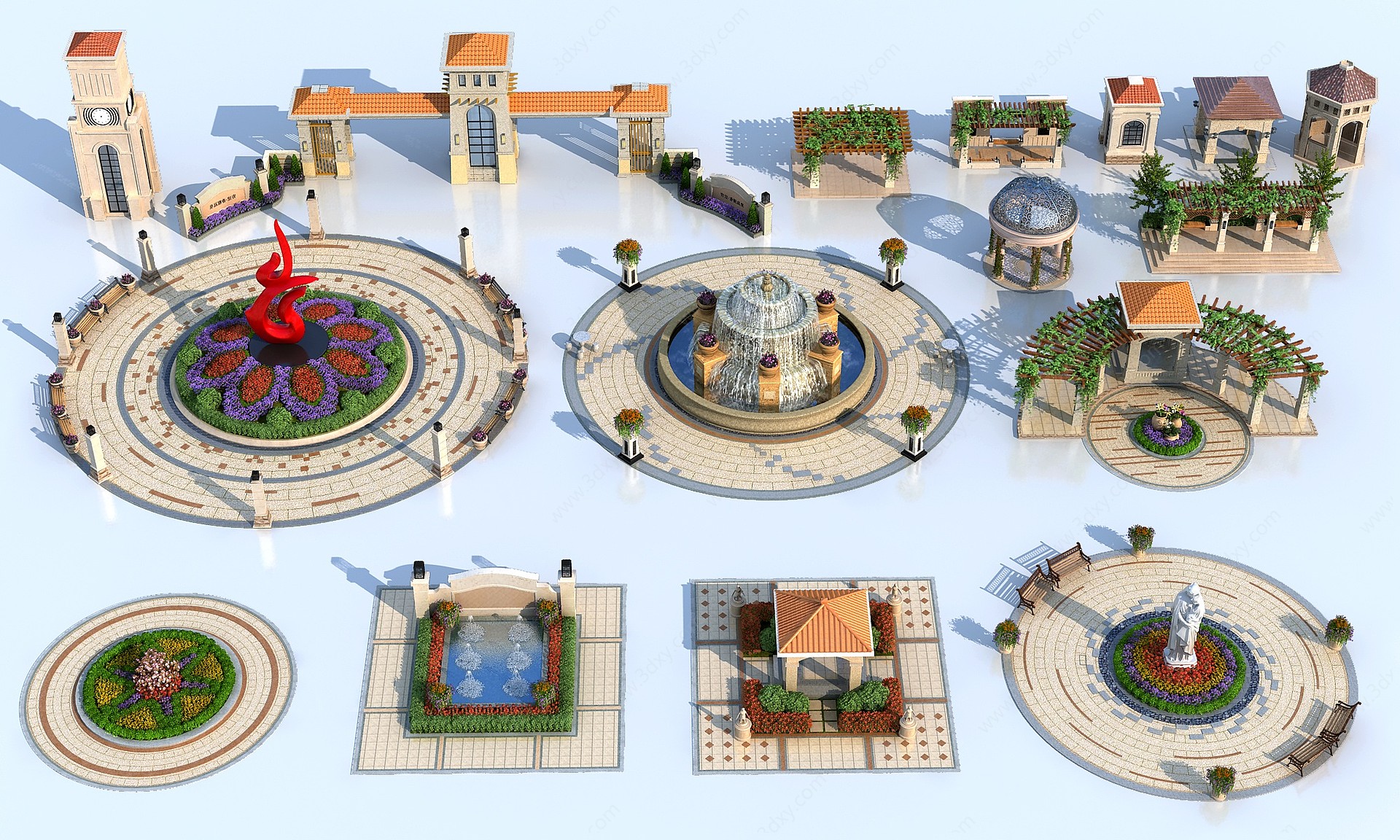 现代花池景观小品3D模型