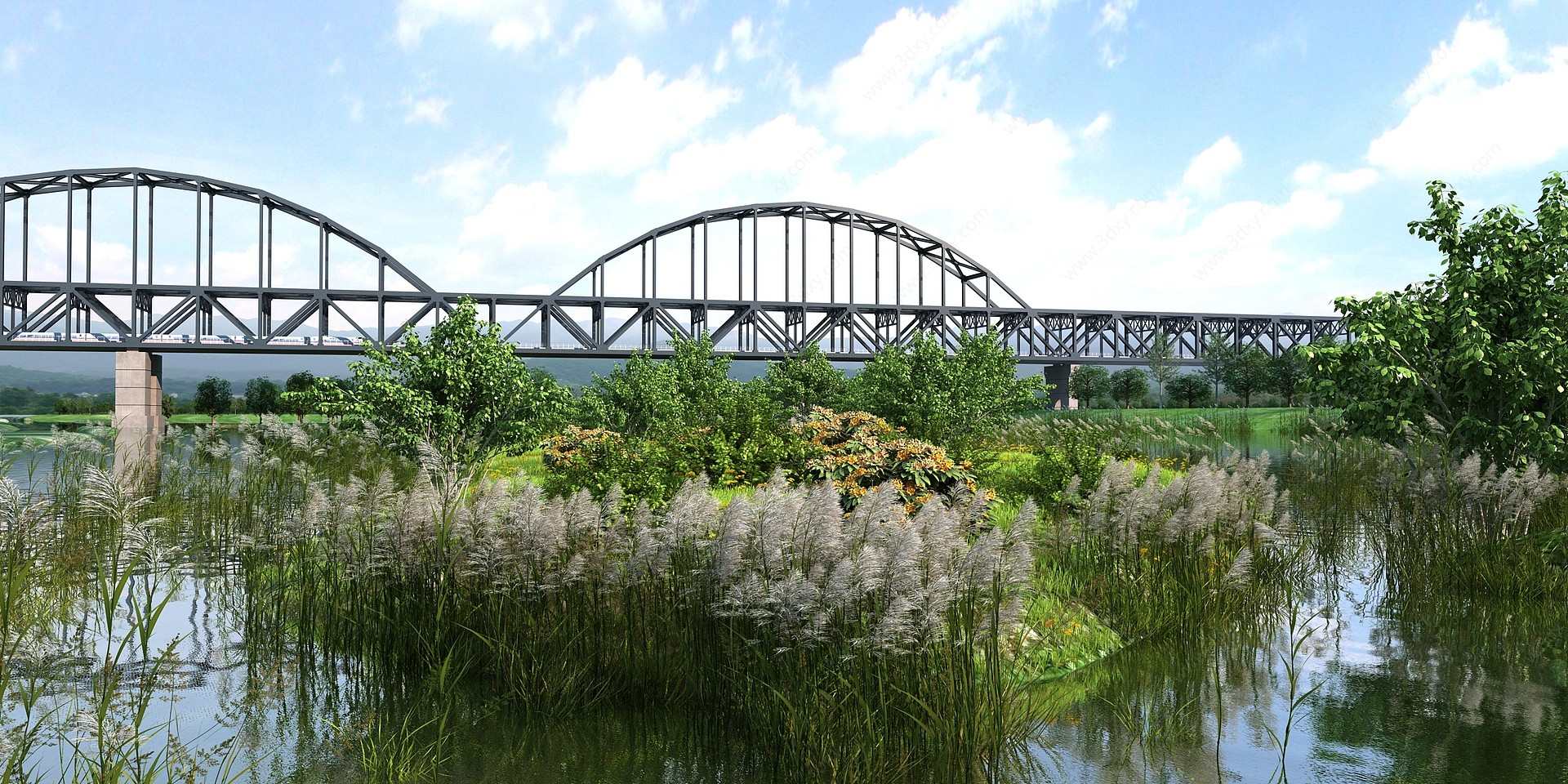 现代铁桥芦苇3D模型