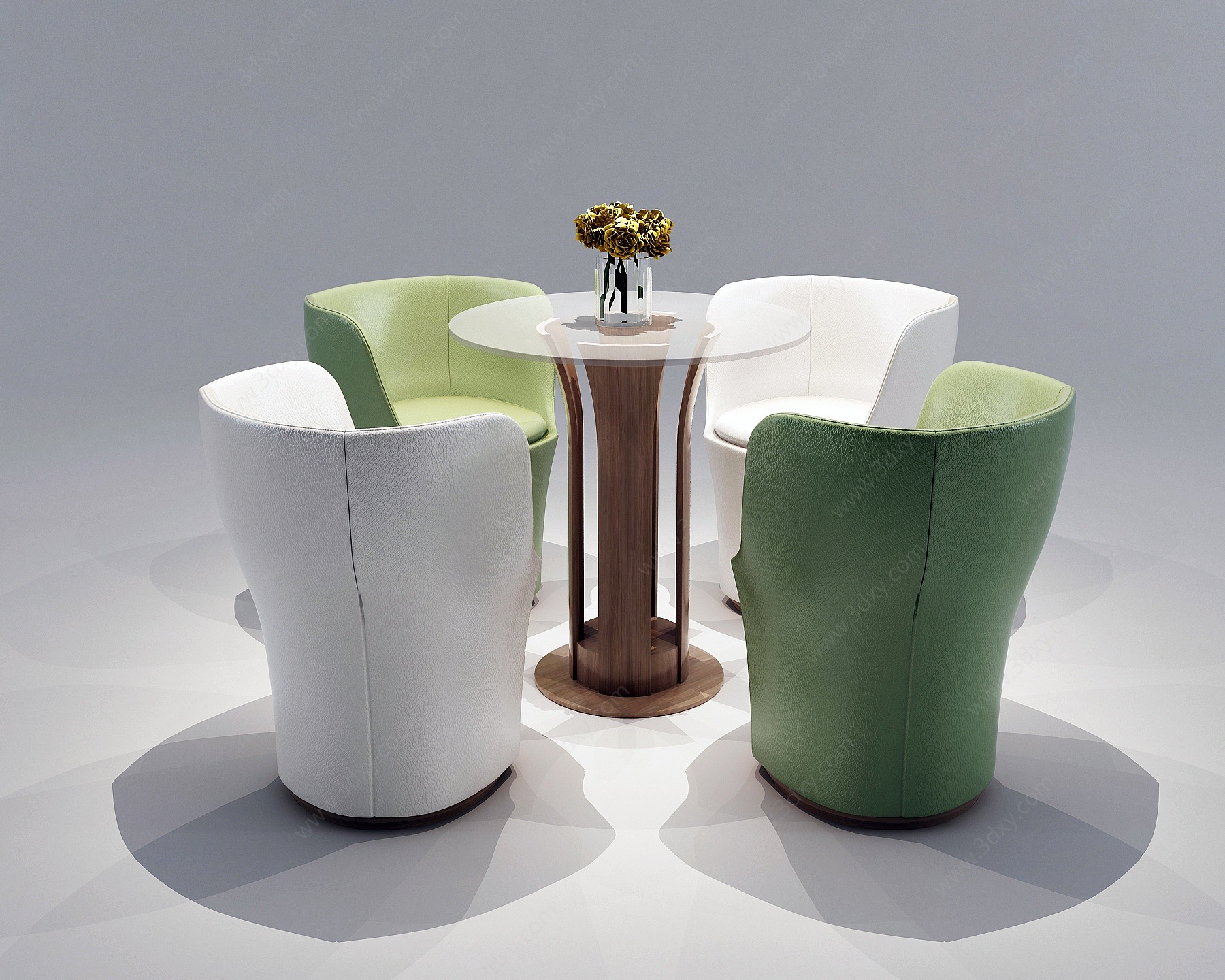 洽谈椅办公沙发椅茶几组合3D模型