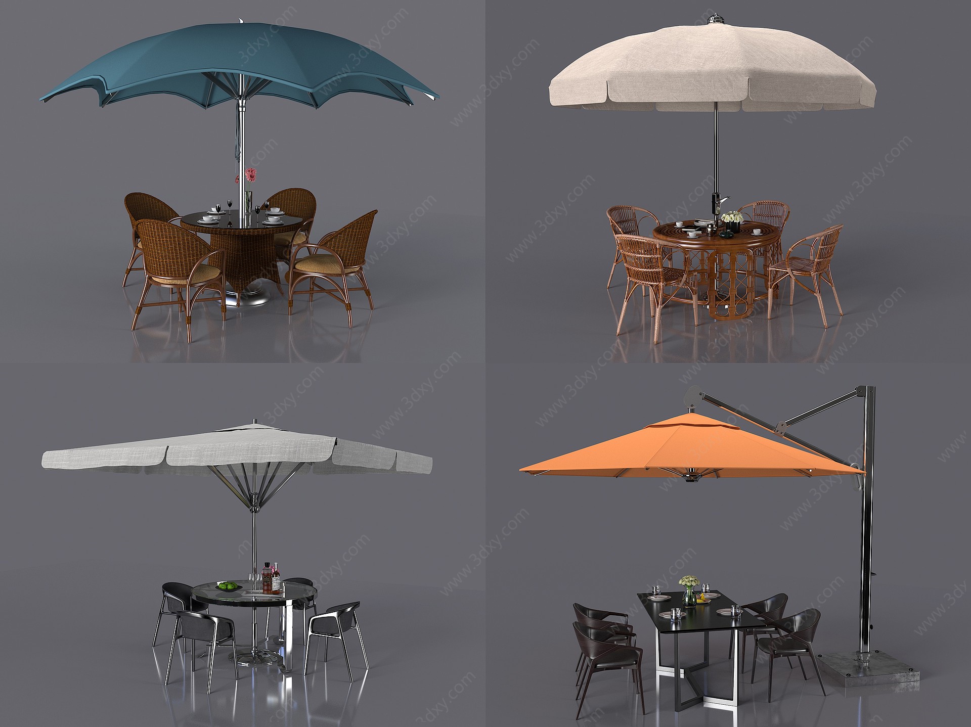 遮阳伞户外桌椅帐篷座椅3D模型
