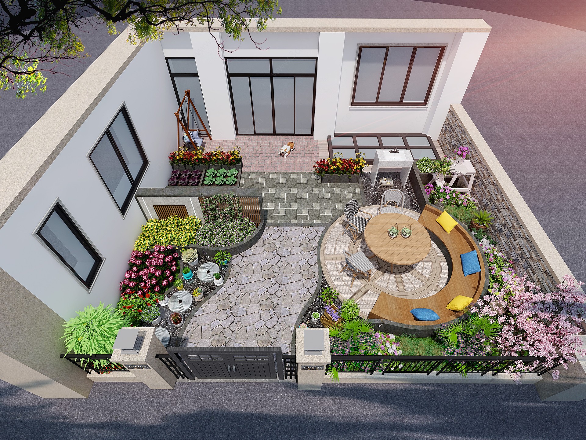 新中式居家庭院3D模型