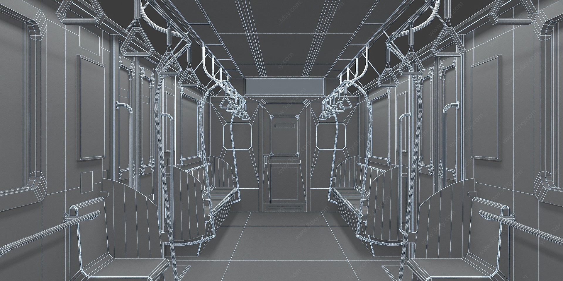 现代地铁车厢3D模型