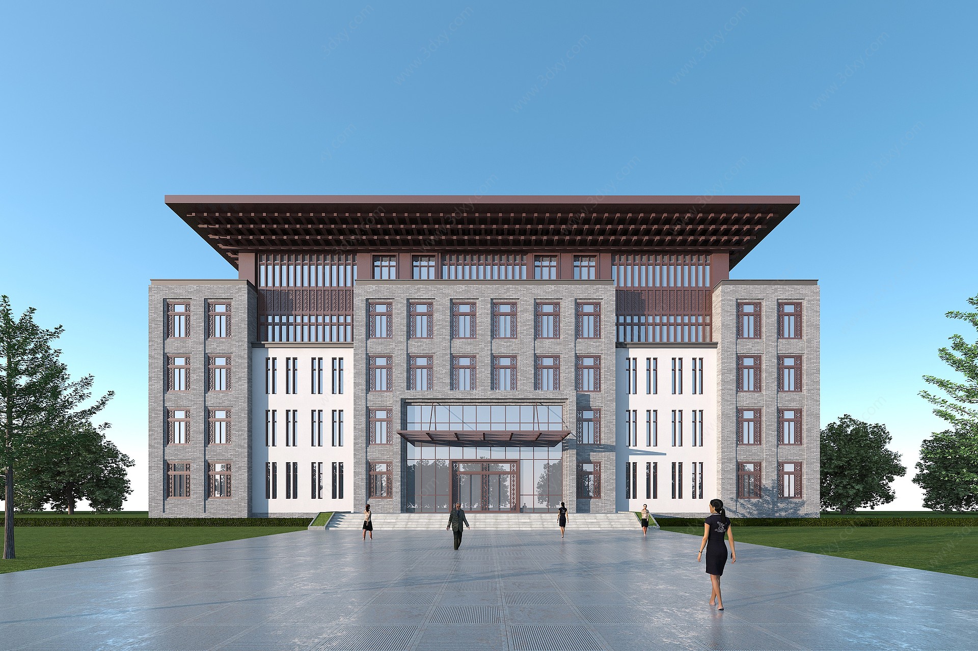 新中式行政办公楼3D模型