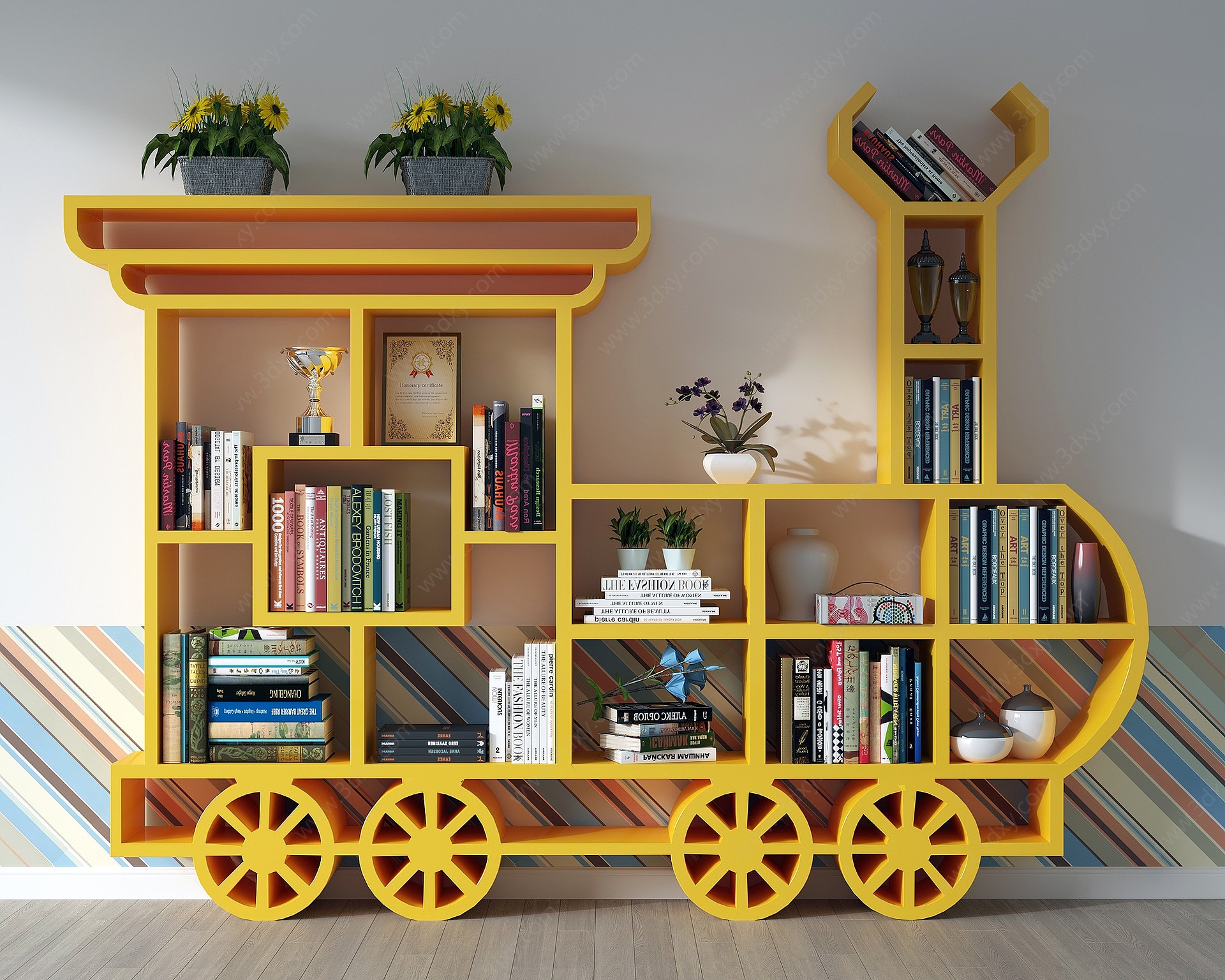 现代儿童书柜3D模型