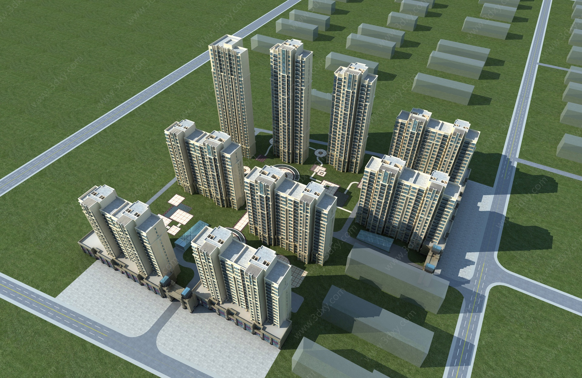 现代住宅区3D模型
