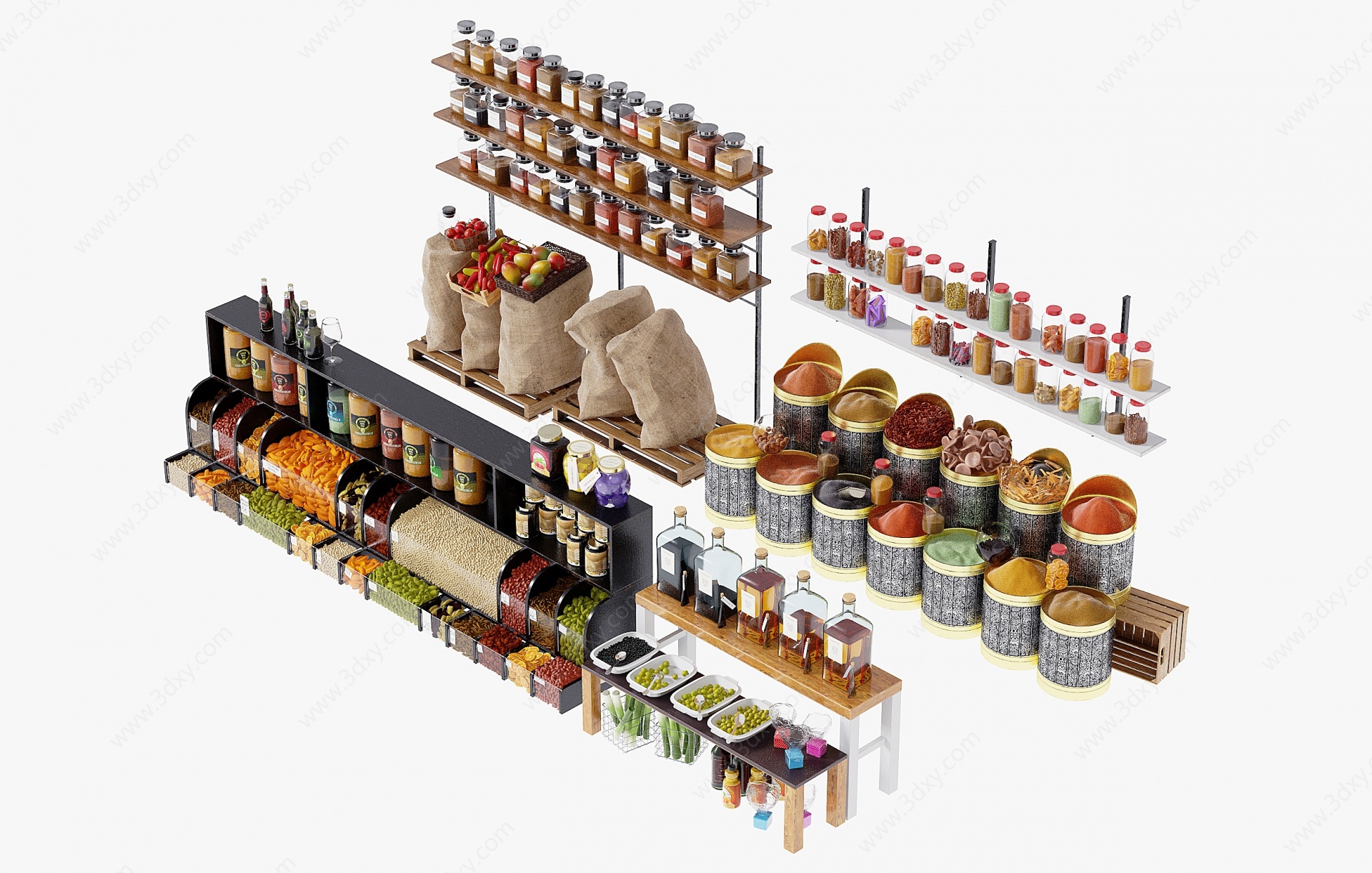 现代商场五谷杂粮货架3D模型
