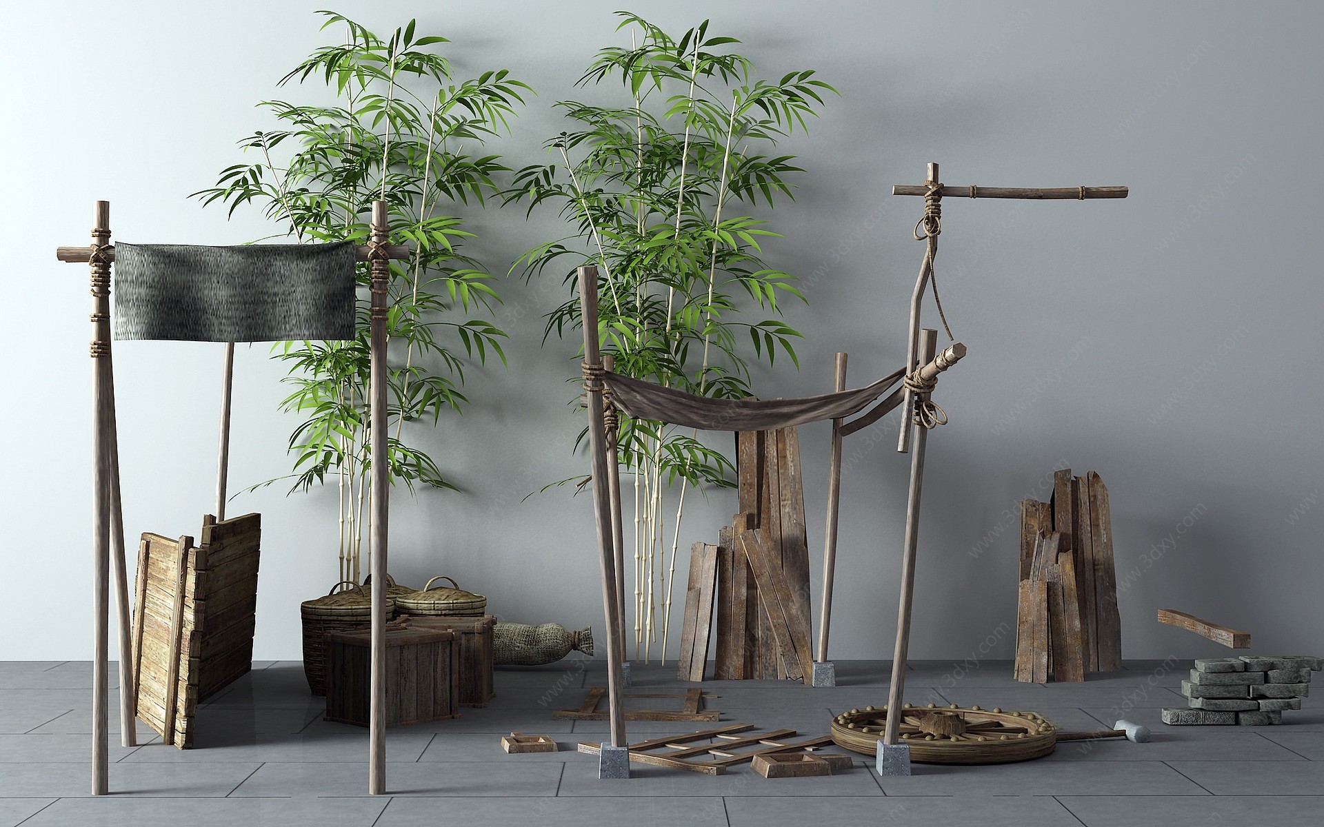 新中式竹子景观小品3D模型
