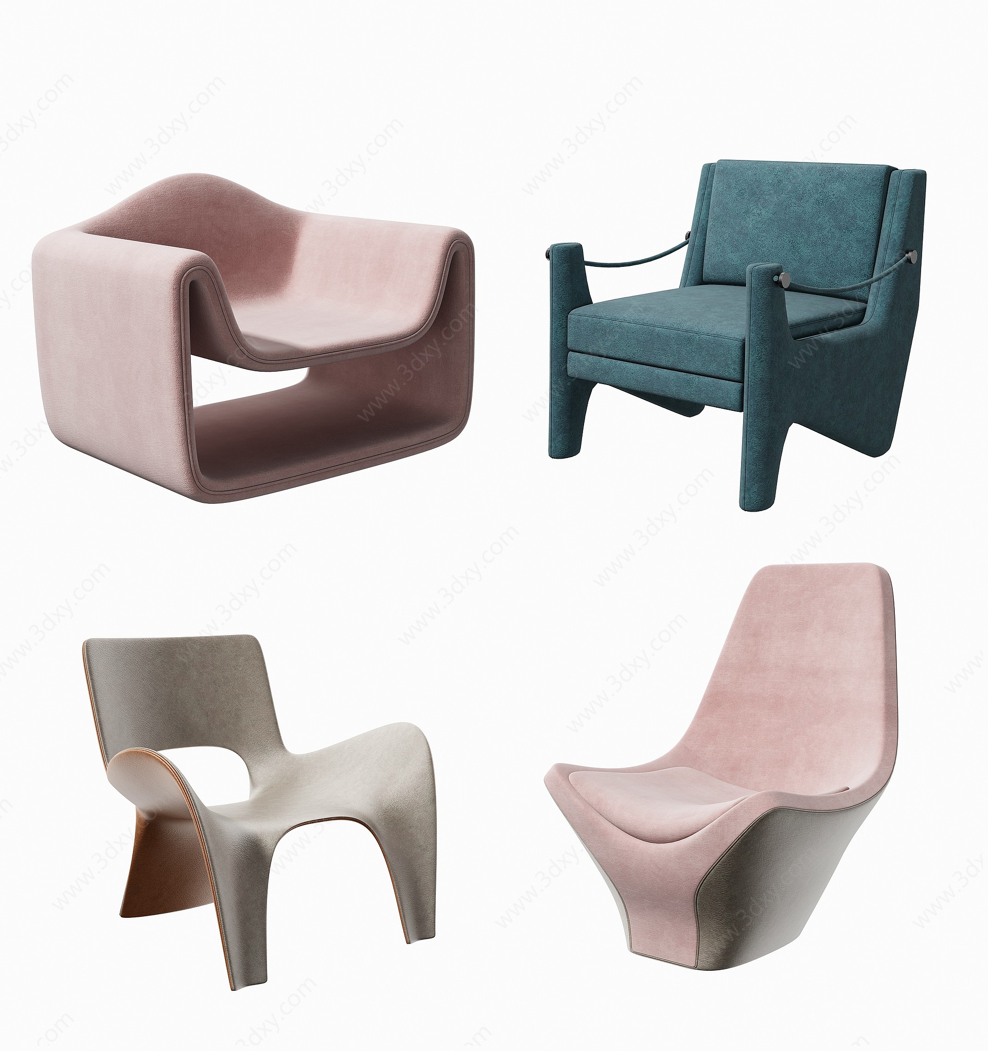 现代单人沙发组合3D模型