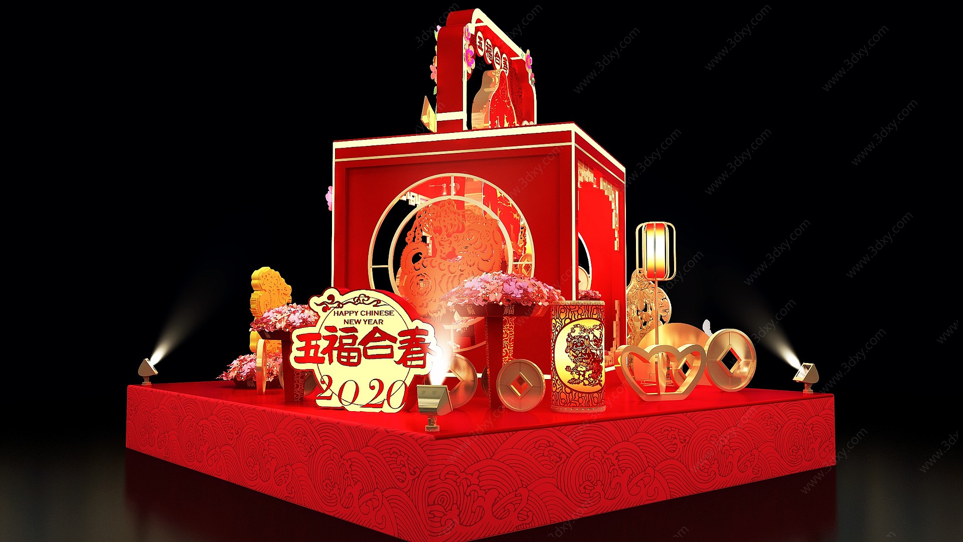 新中式新年春节美陈3D模型