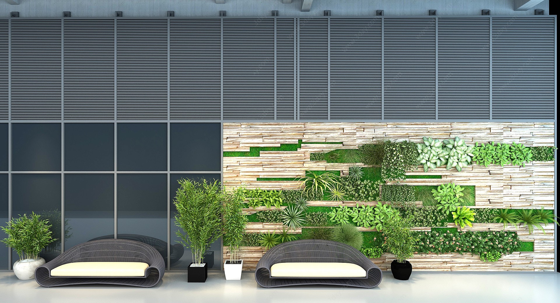 现代绿植植物墙3D模型
