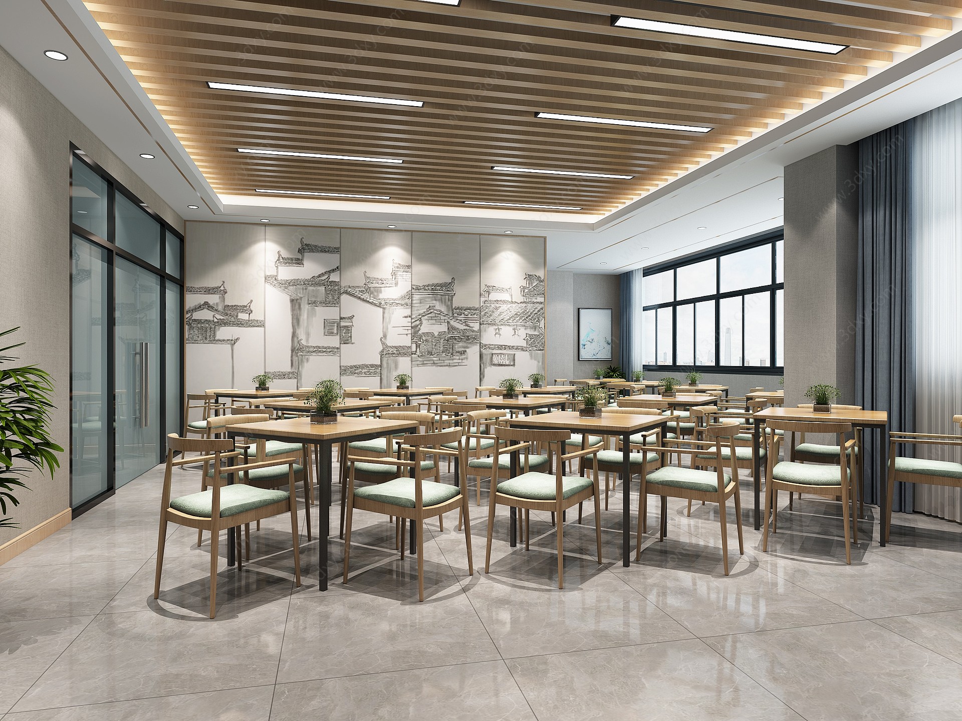 新中式食堂3D模型