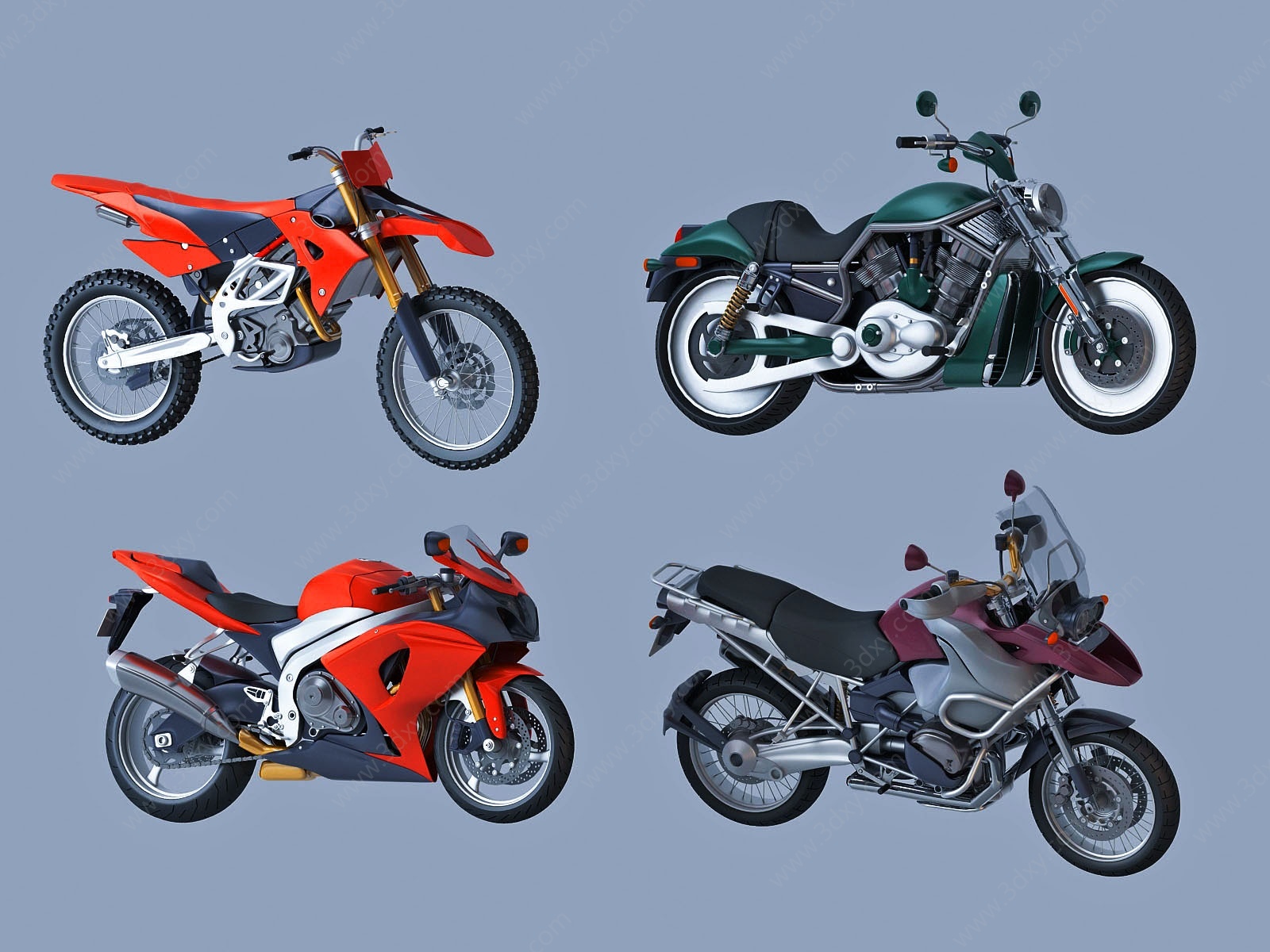 摩托车组合3D模型
