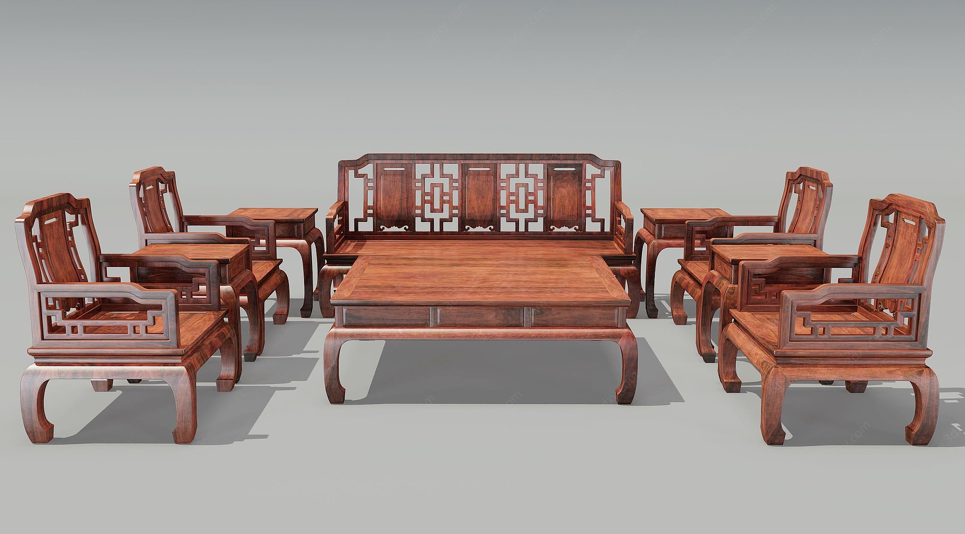 中式单人沙发3D模型