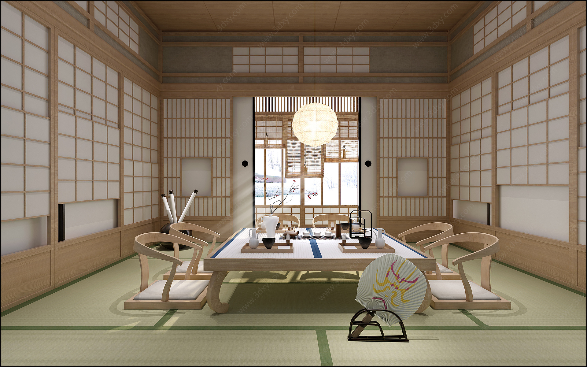 日式禅意日式茶室榻榻米3D模型
