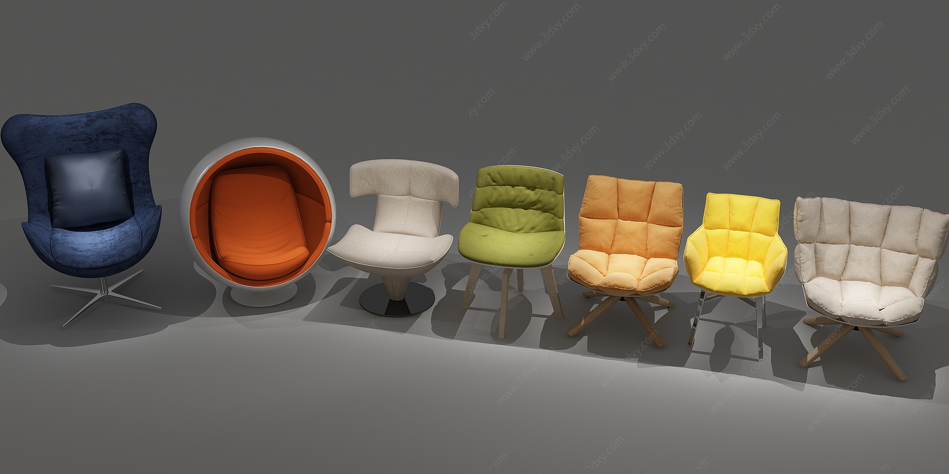 现代办公椅单椅休闲椅3D模型