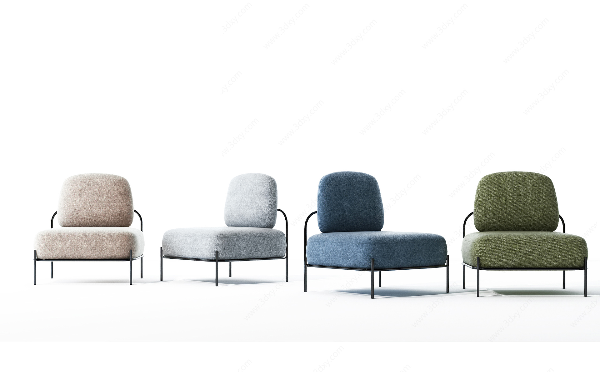 新古典布艺休闲椅3D模型