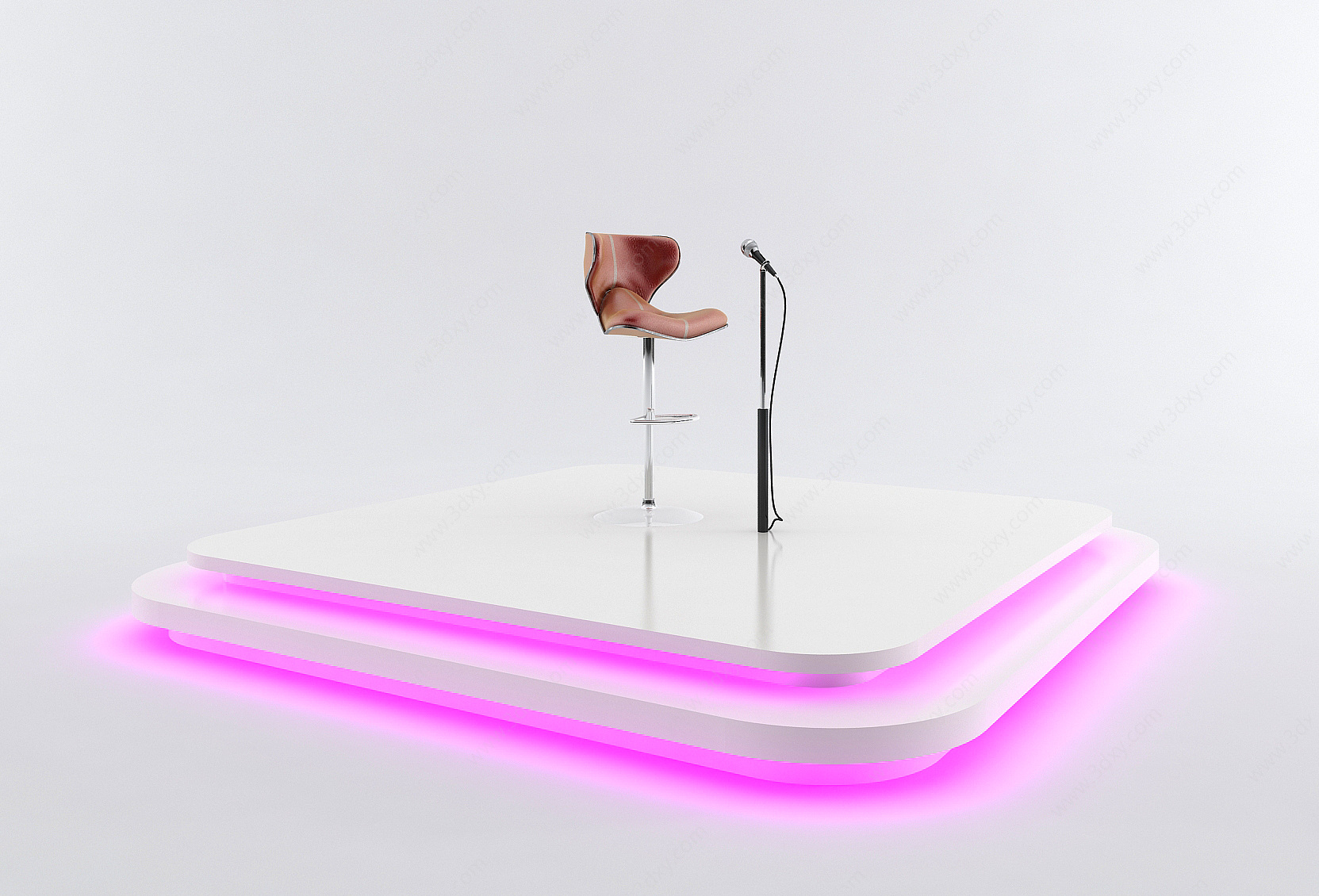 现代吧椅话筒唱台3D模型