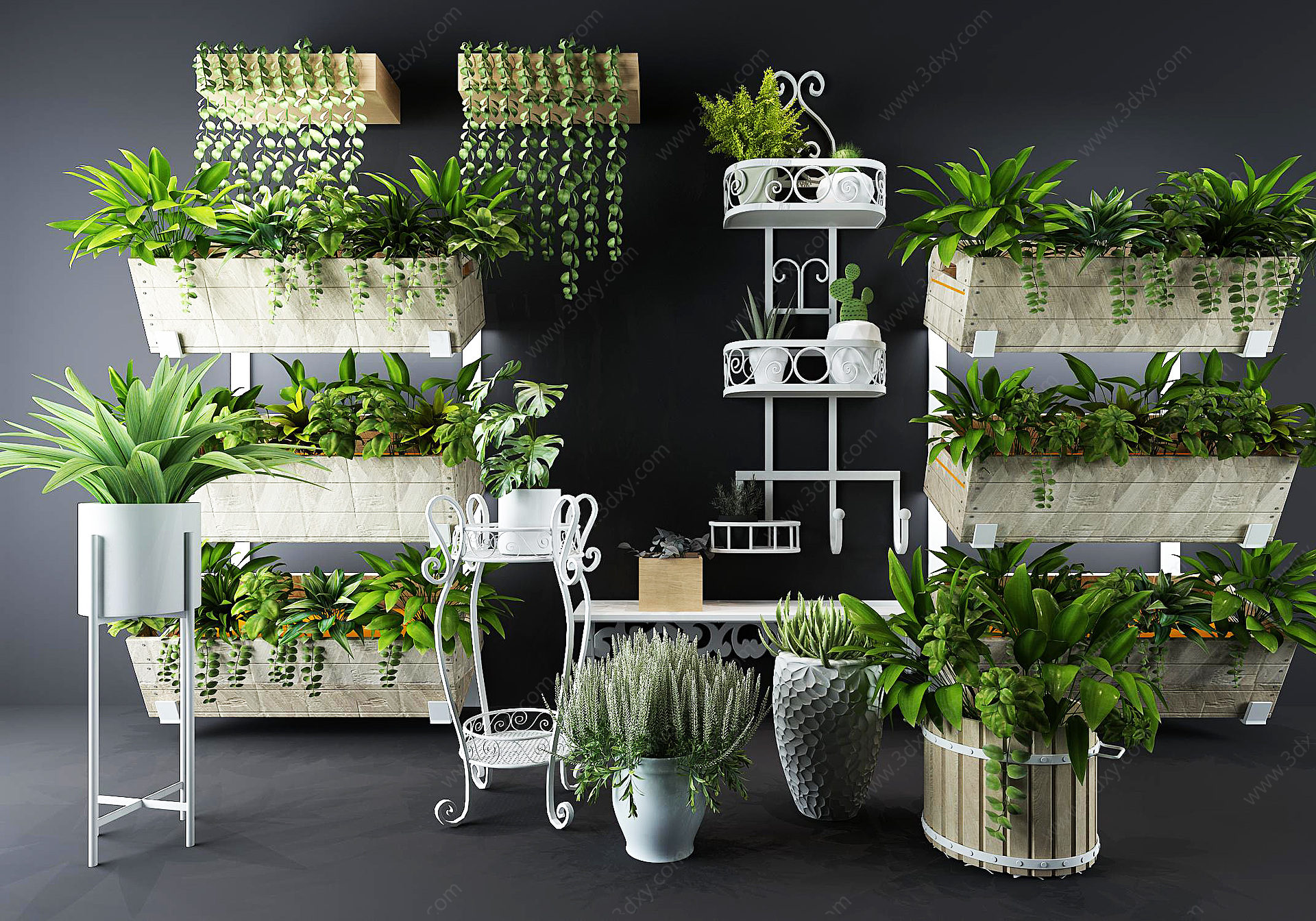 植物盆栽绿植花草花架盆景3D模型