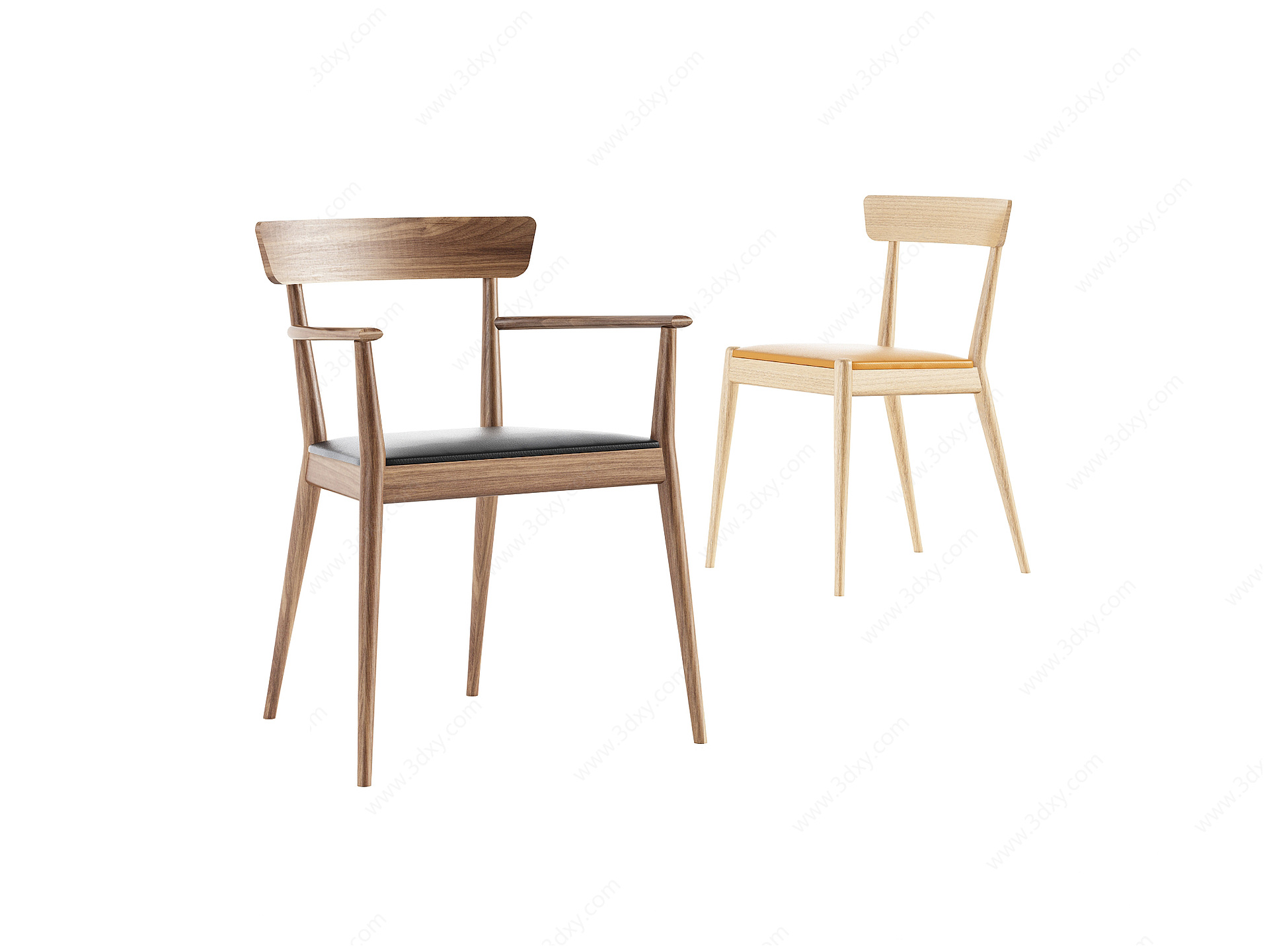 现代餐椅组合3D模型