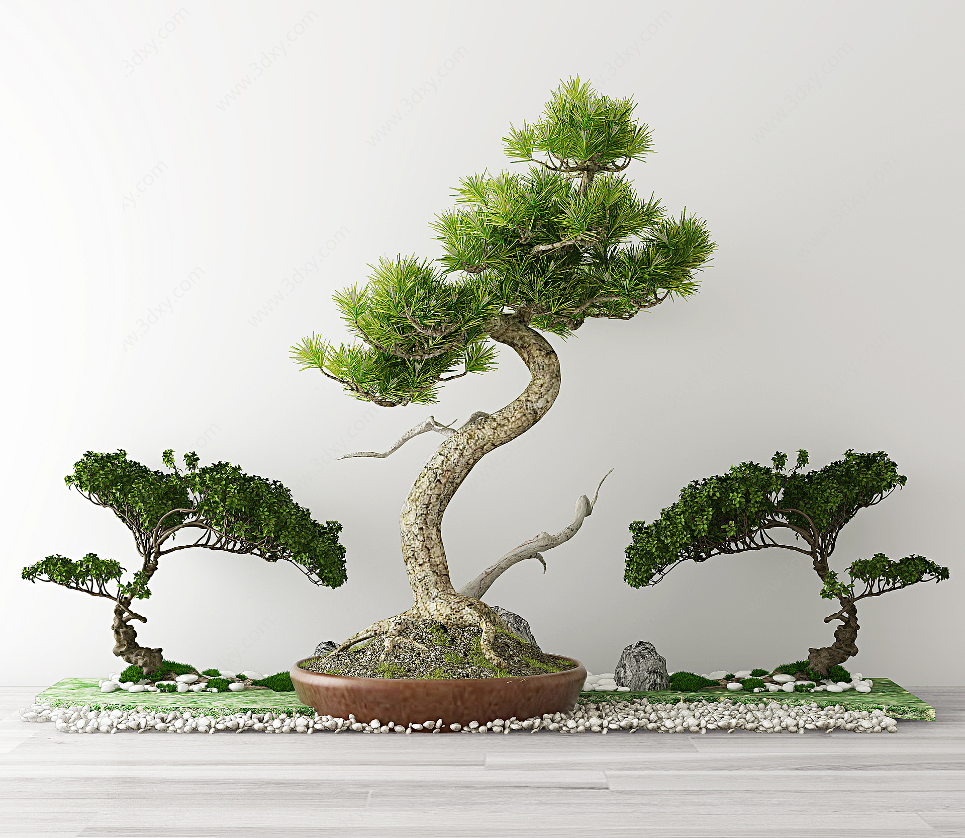 中式盆栽绿植盆景3D模型