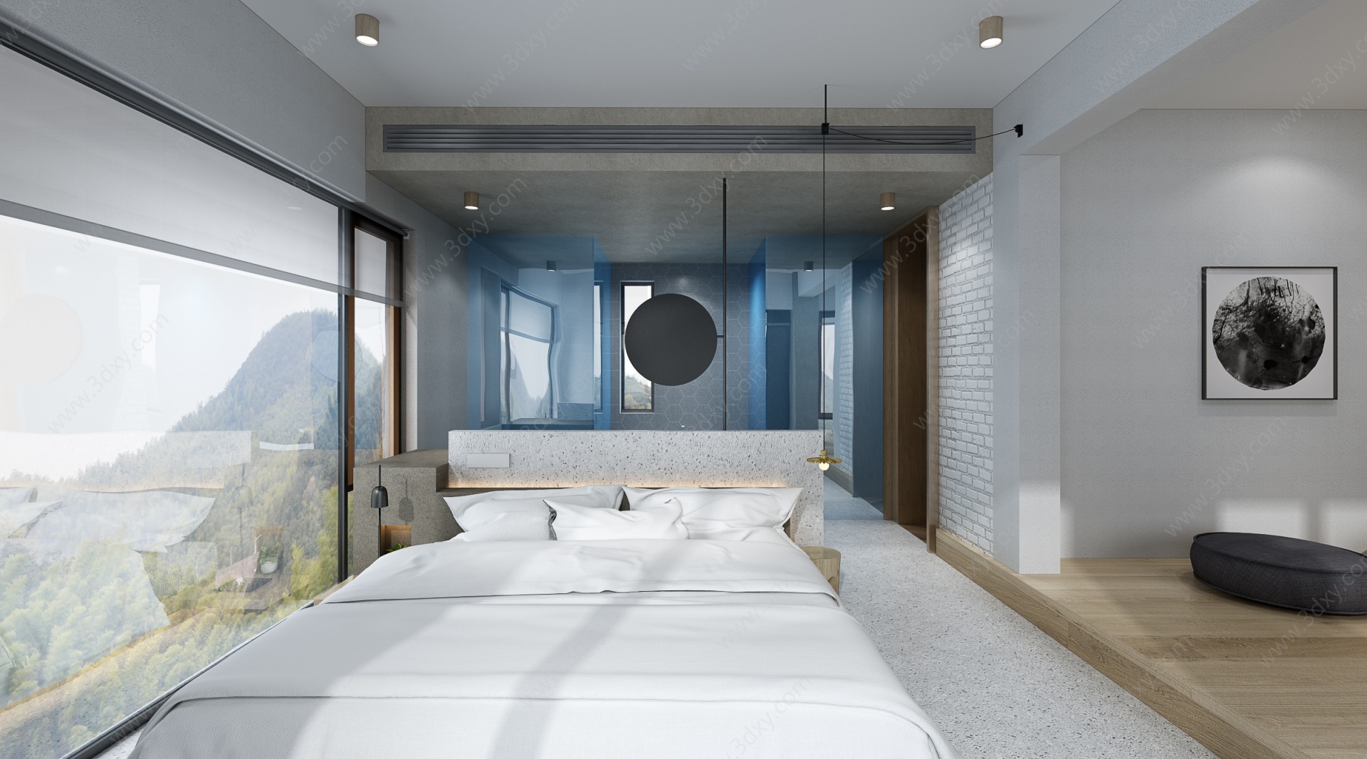 现代卧室现代民宿床3D模型