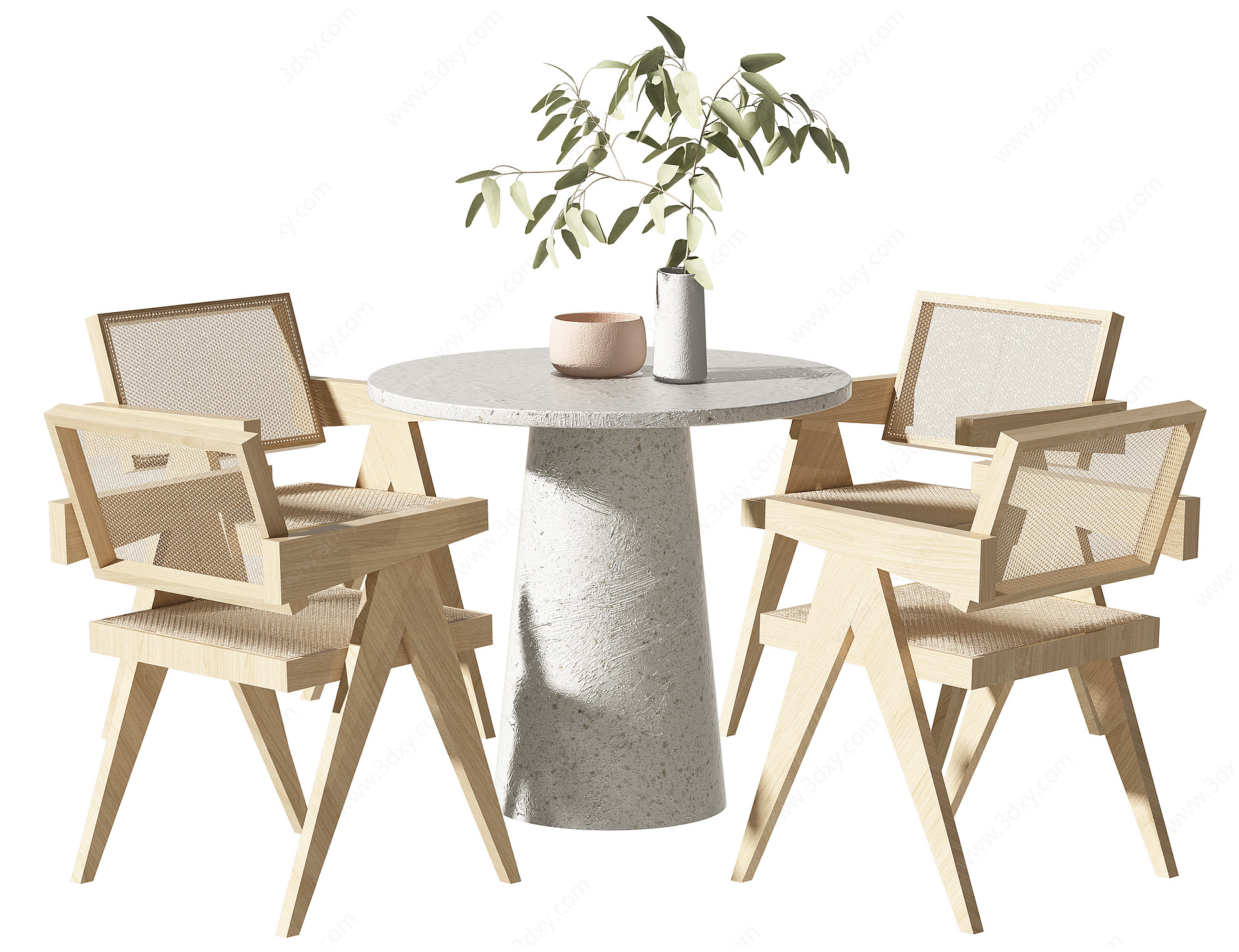 侘寂休闲桌椅组合3D模型