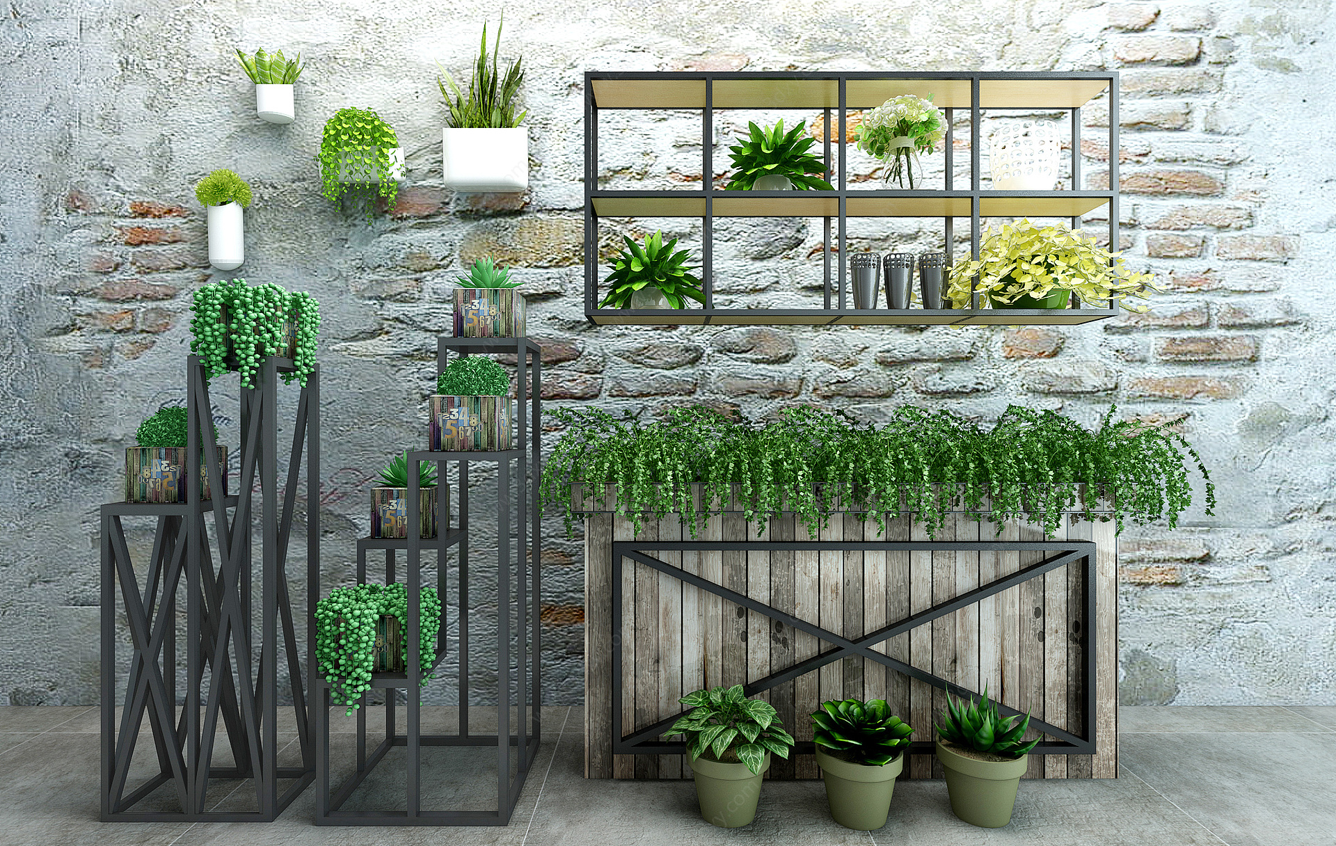 植物花架绿植钢架阳台植物3D模型