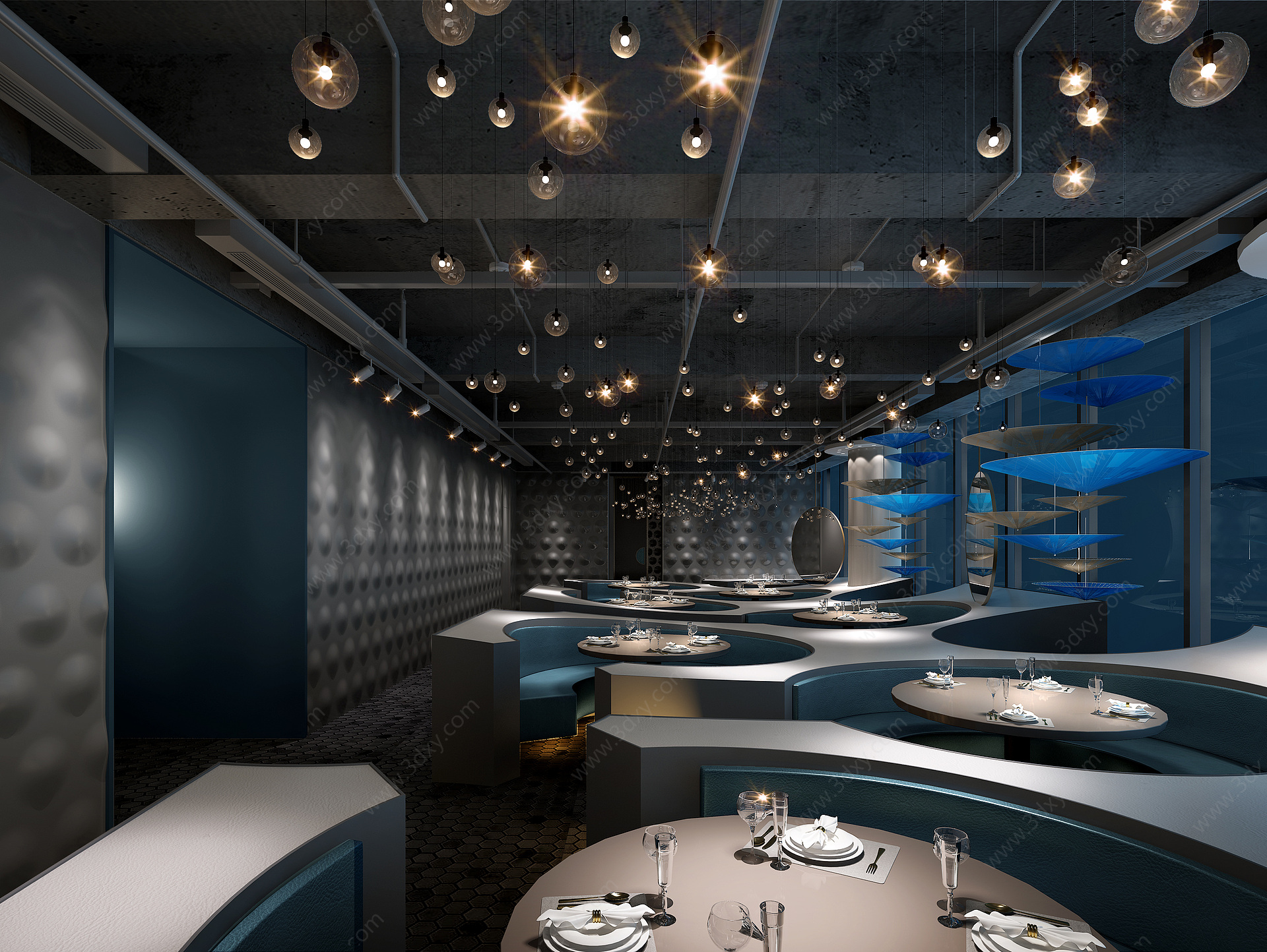现代餐厅酒吧3D模型