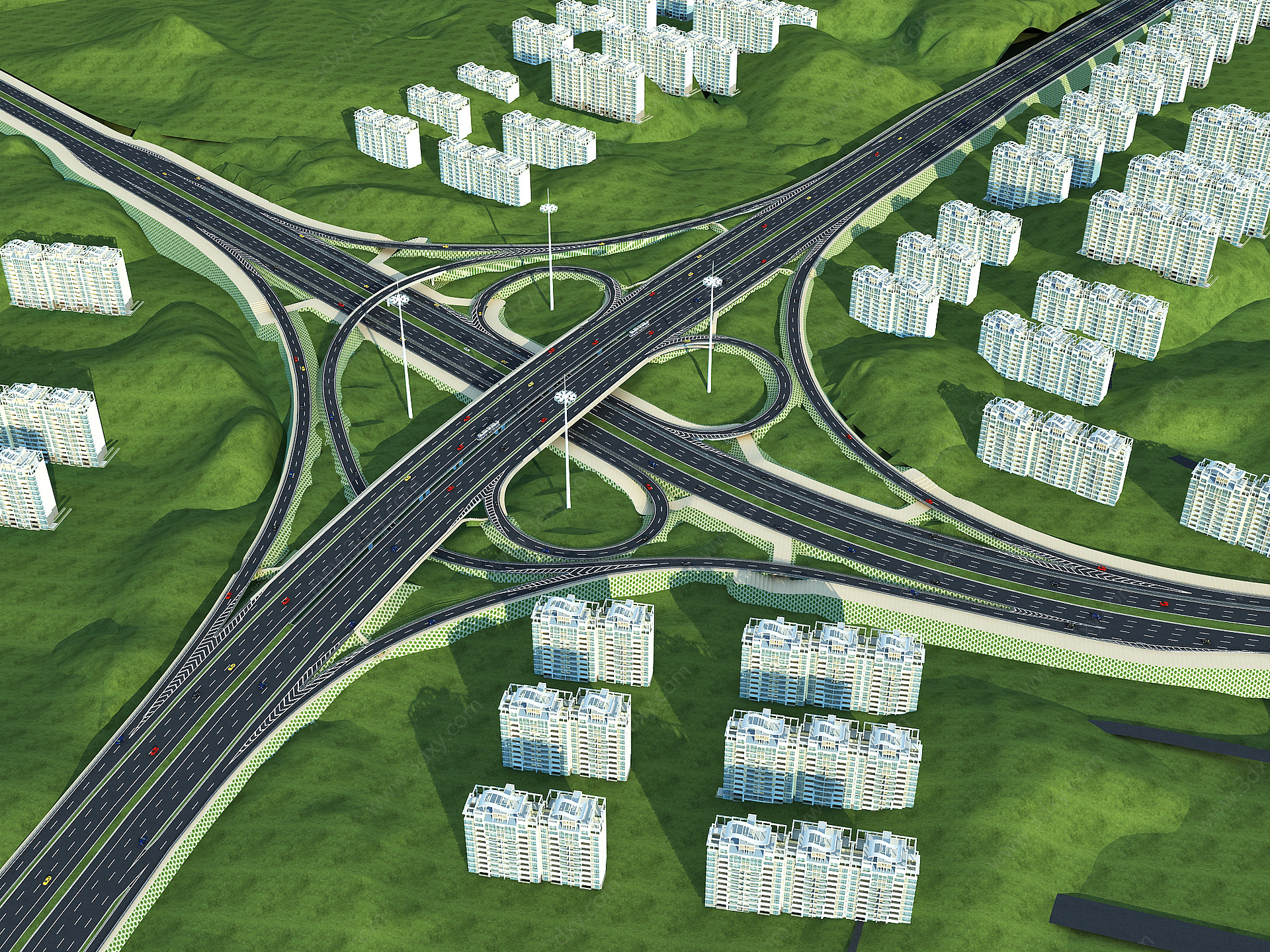 道路高速公路马路立交桥3D模型