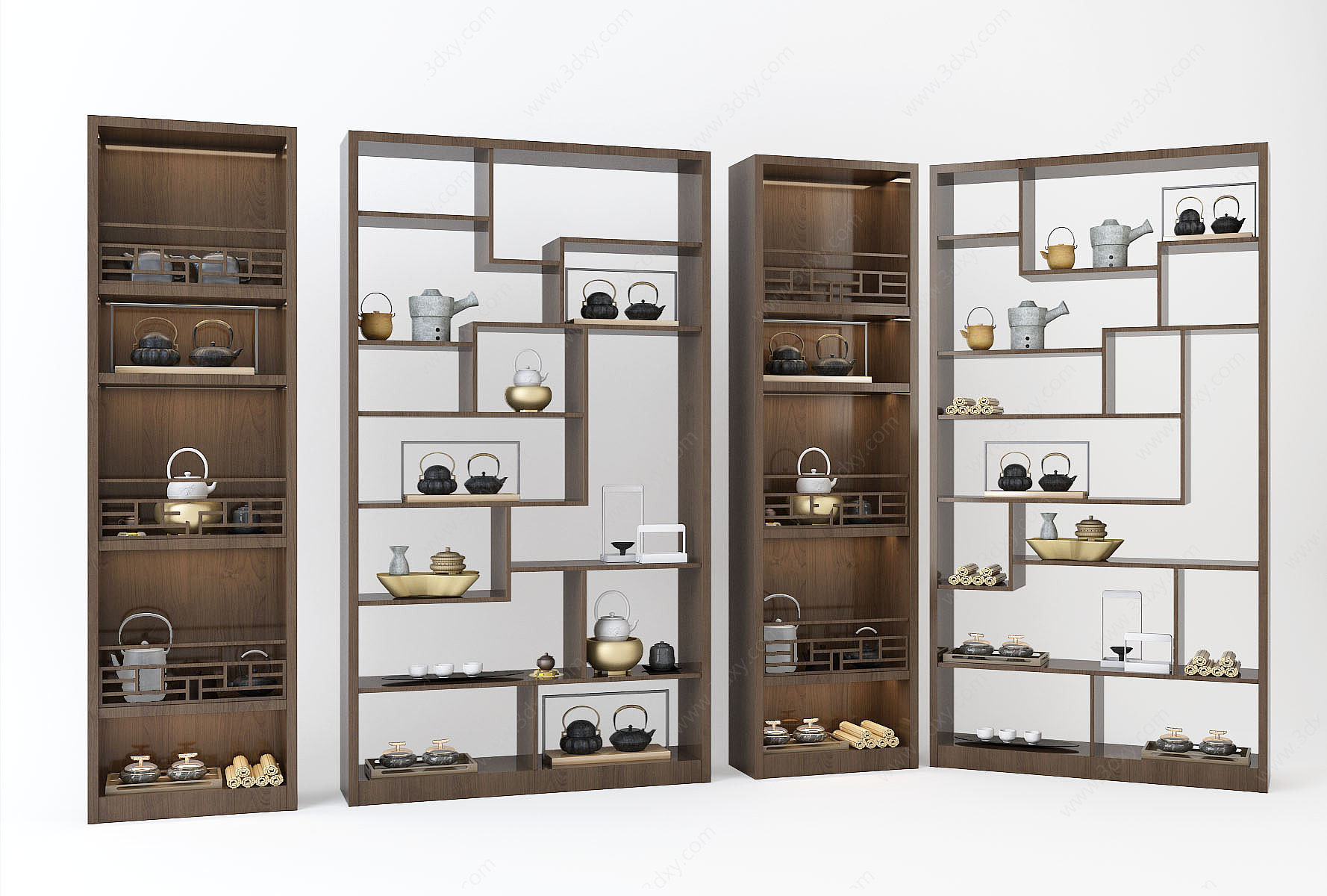 中式书柜酒柜组合3D模型