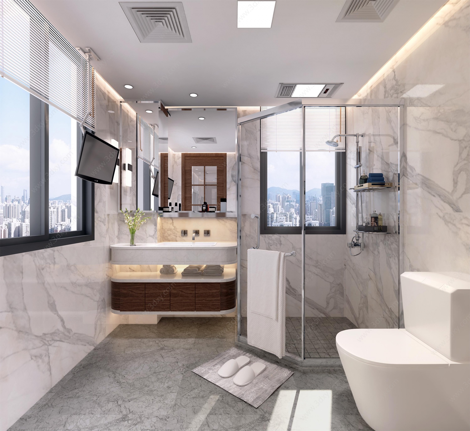 新中式卫生间浴室厕所3D模型