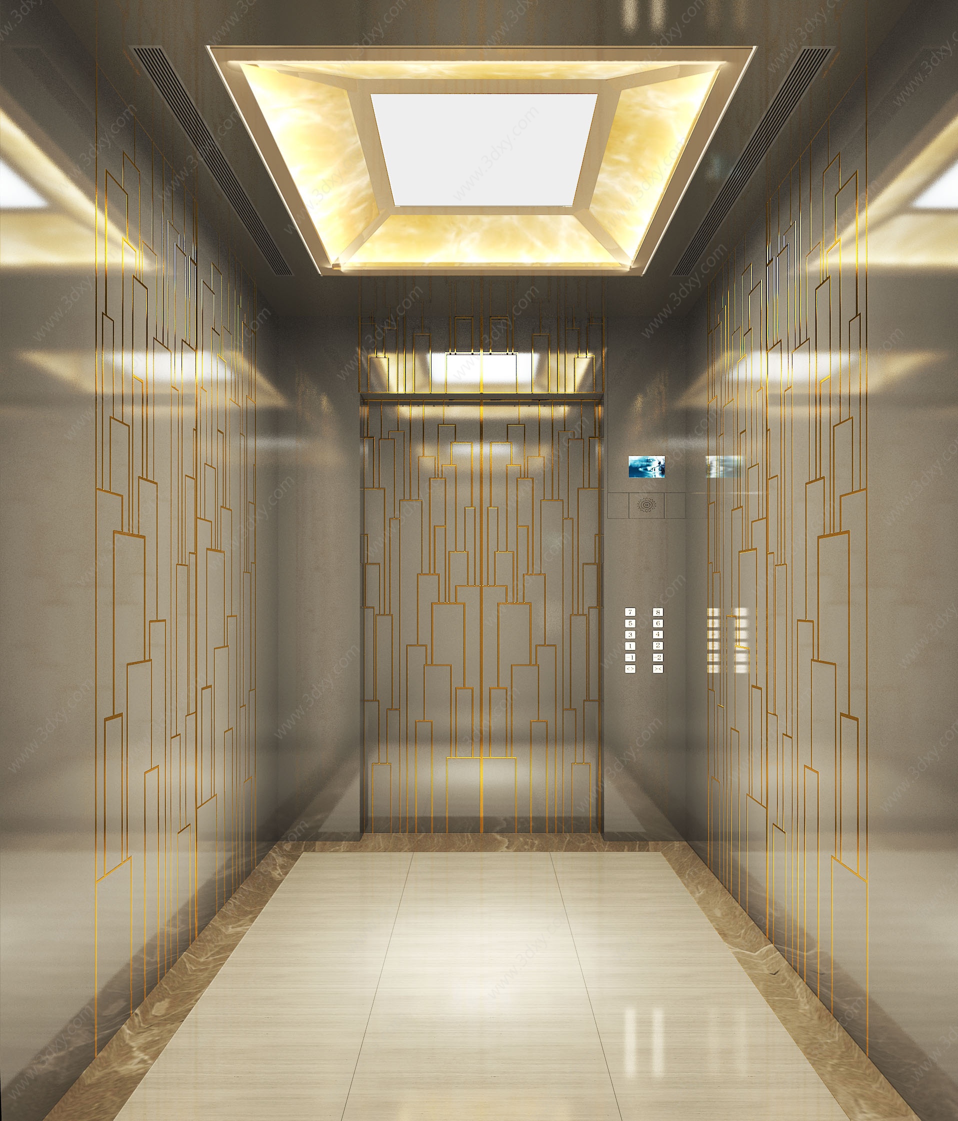 现代电梯轿厢商场3D模型