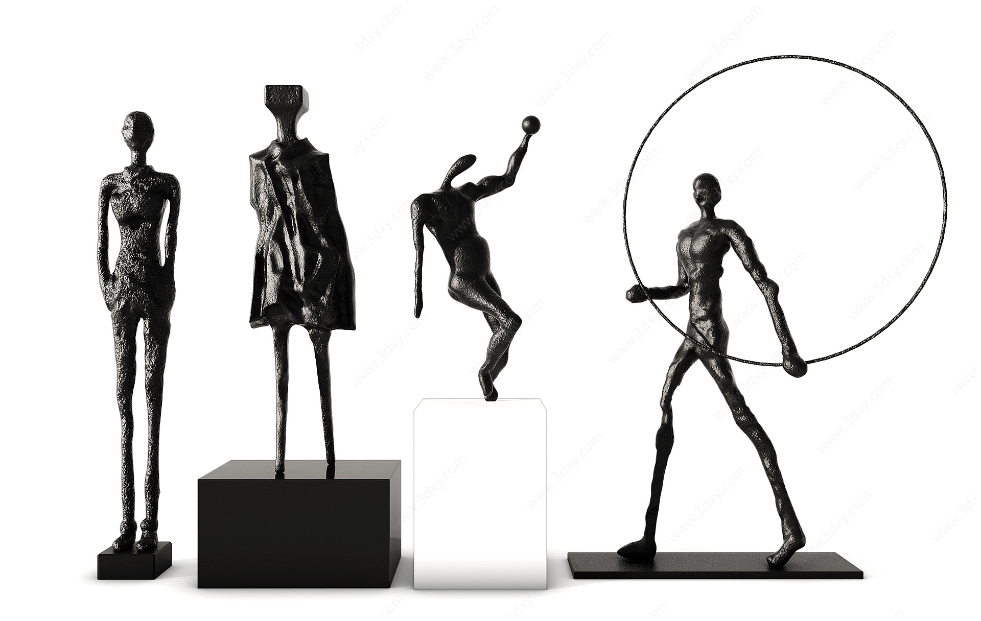 现代抽象人物雕塑摆件3D模型