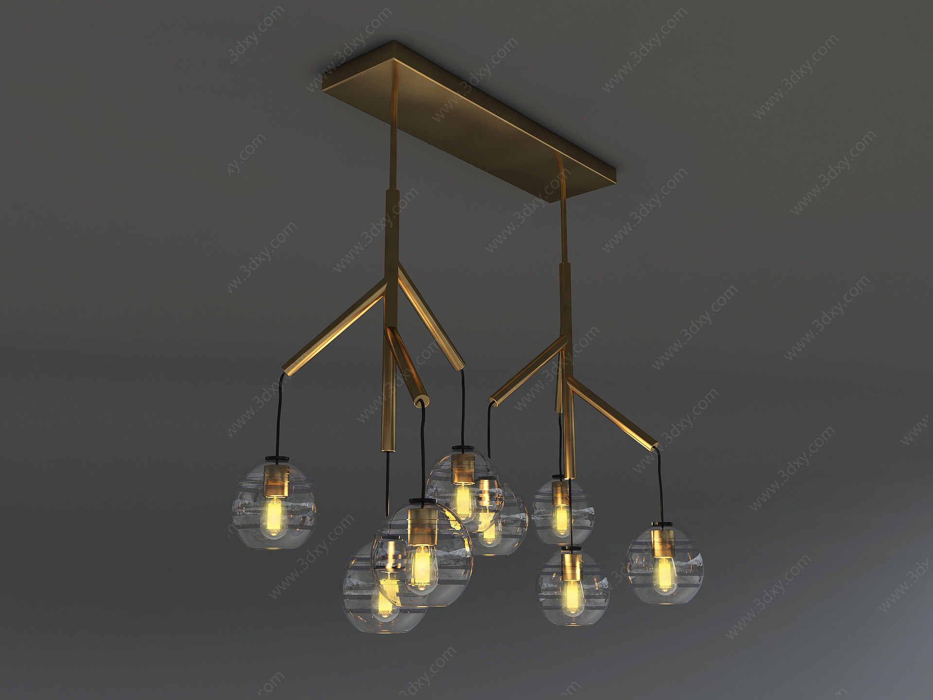 吊灯玻璃球吊灯金属吊灯3D模型
