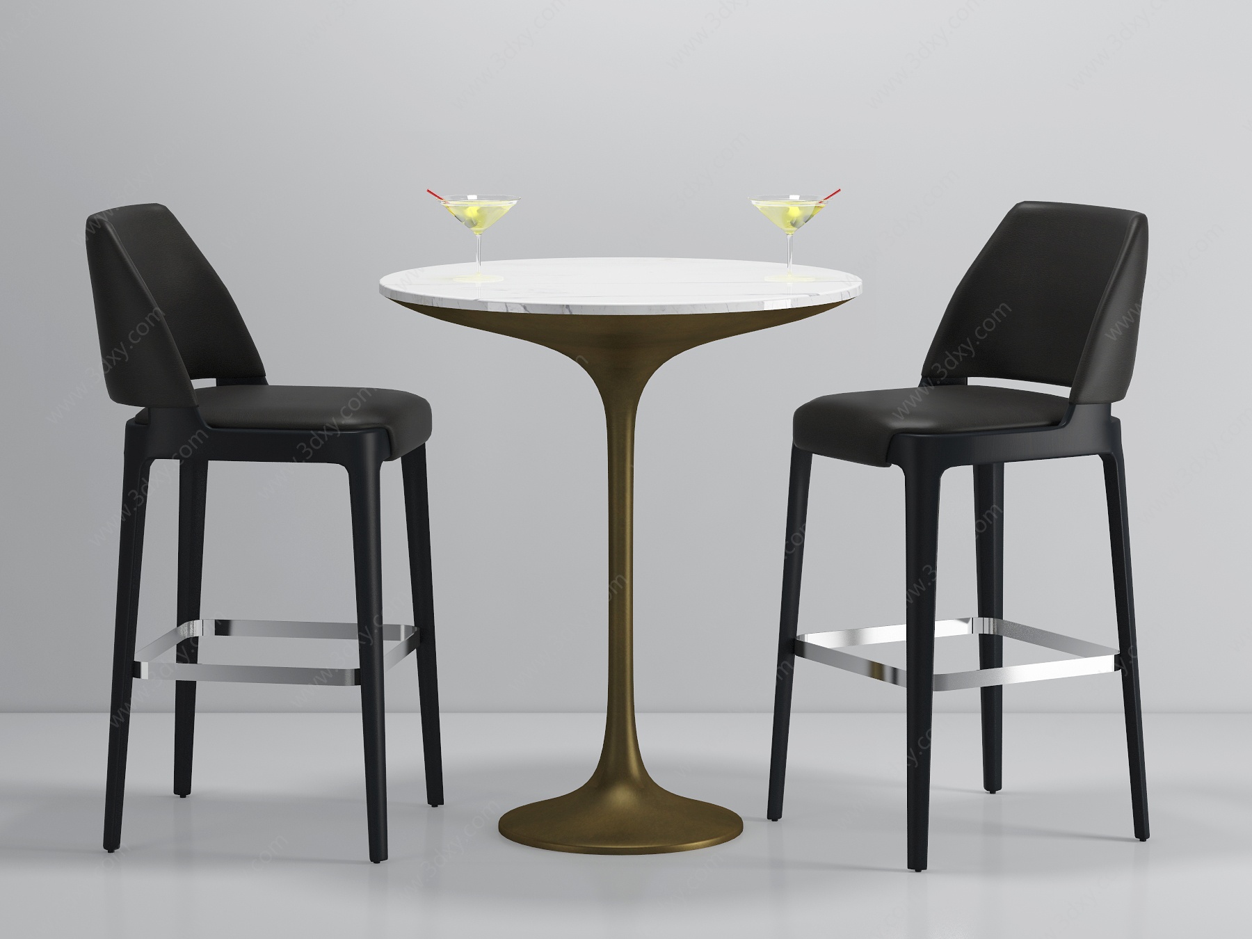 吧椅高桌饮料杯子圆桌3D模型