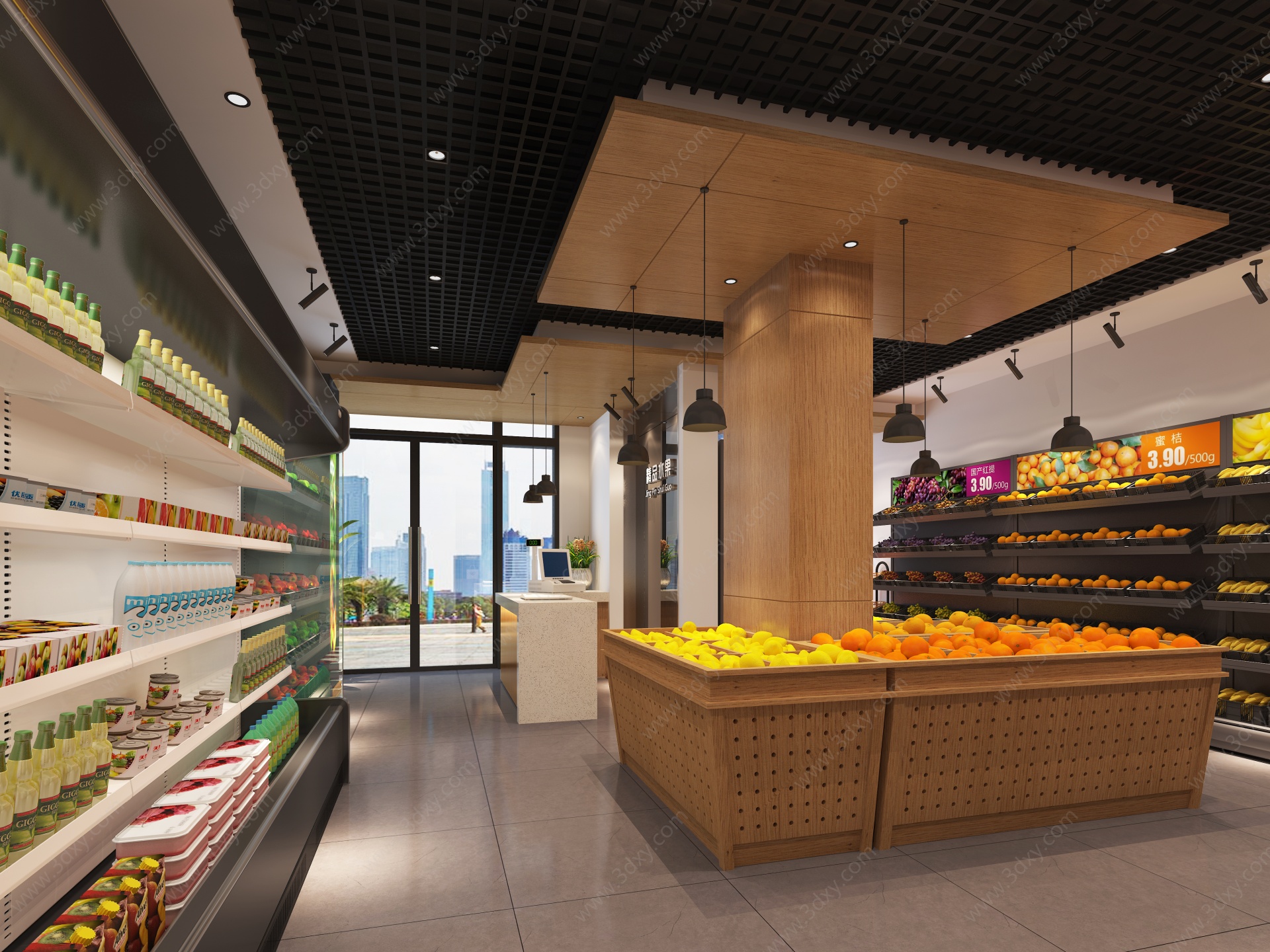 水果店苹果超市果蔬展台3D模型
